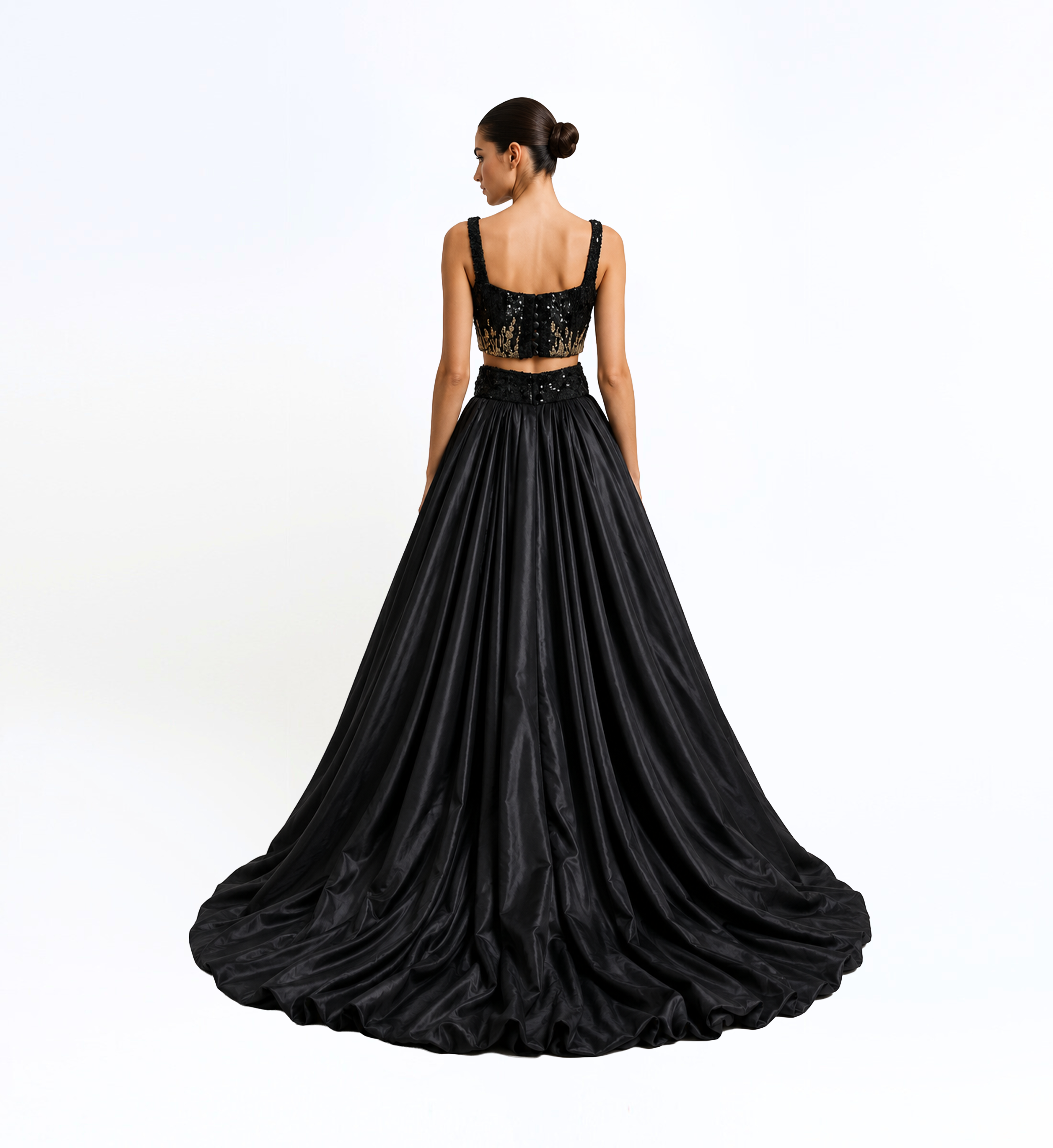 Sequin Embroidered Top And Skirt Set
