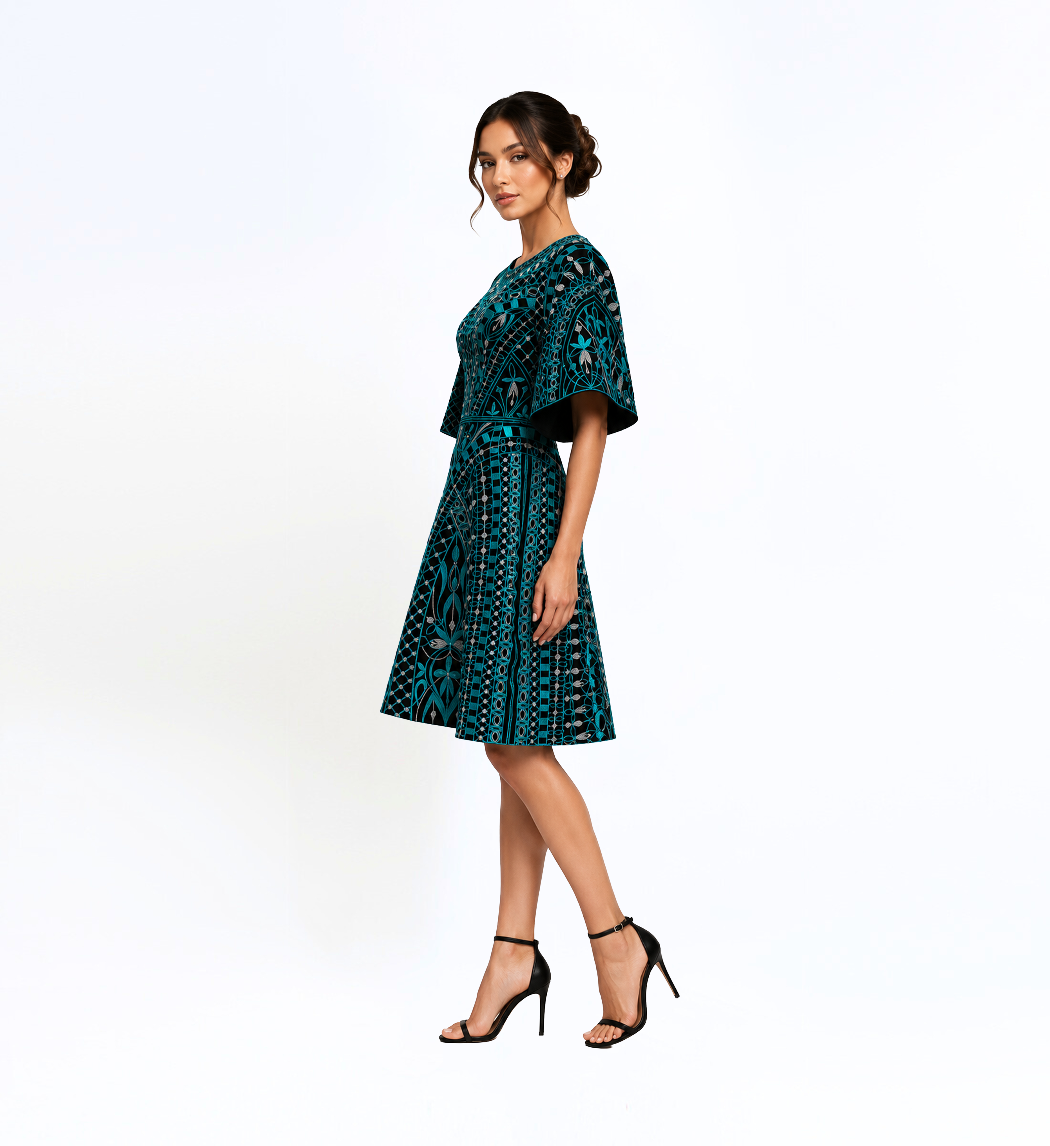 Thread Embroidered Midi Dress