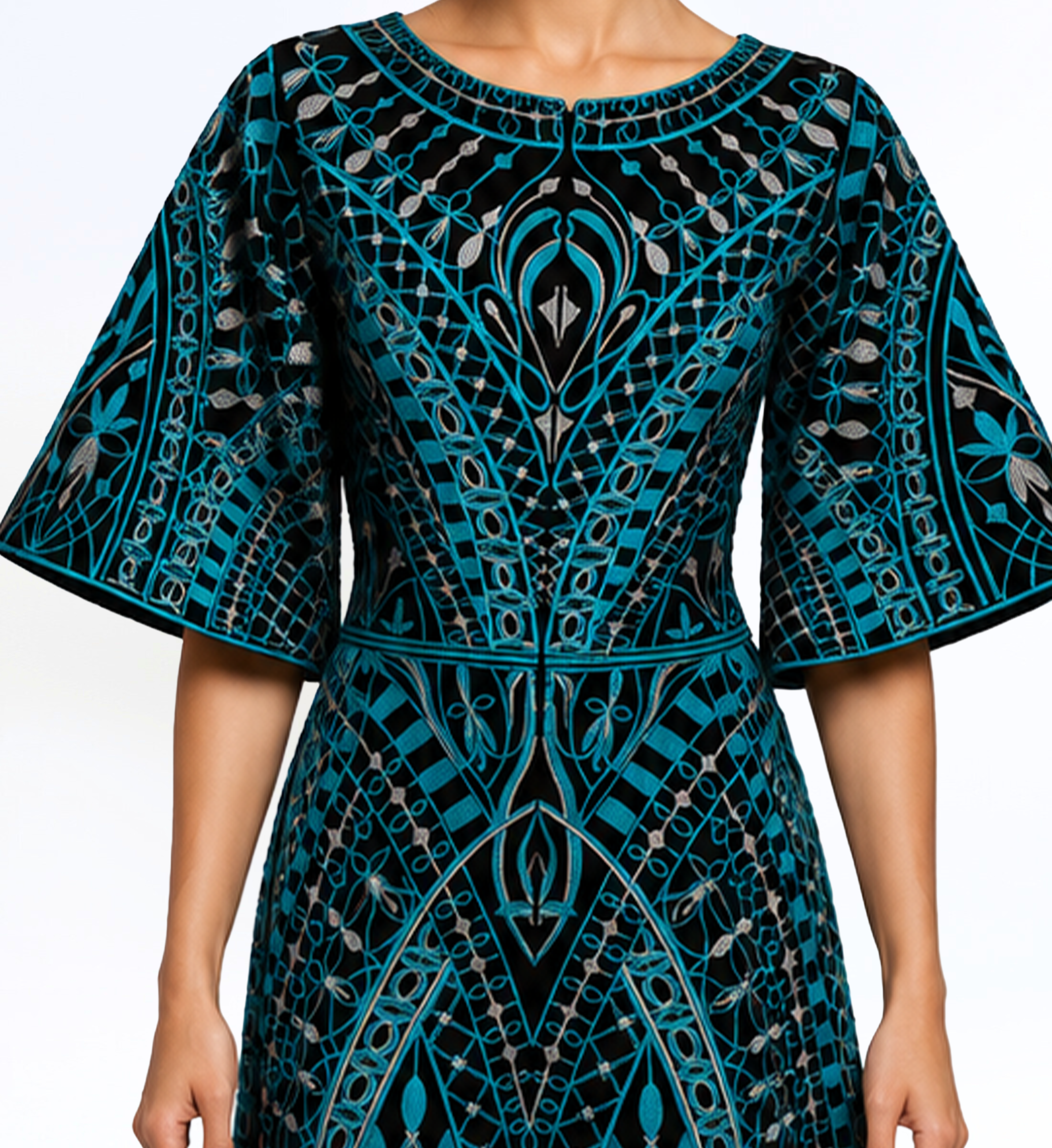 Thread Embroidered Midi Dress