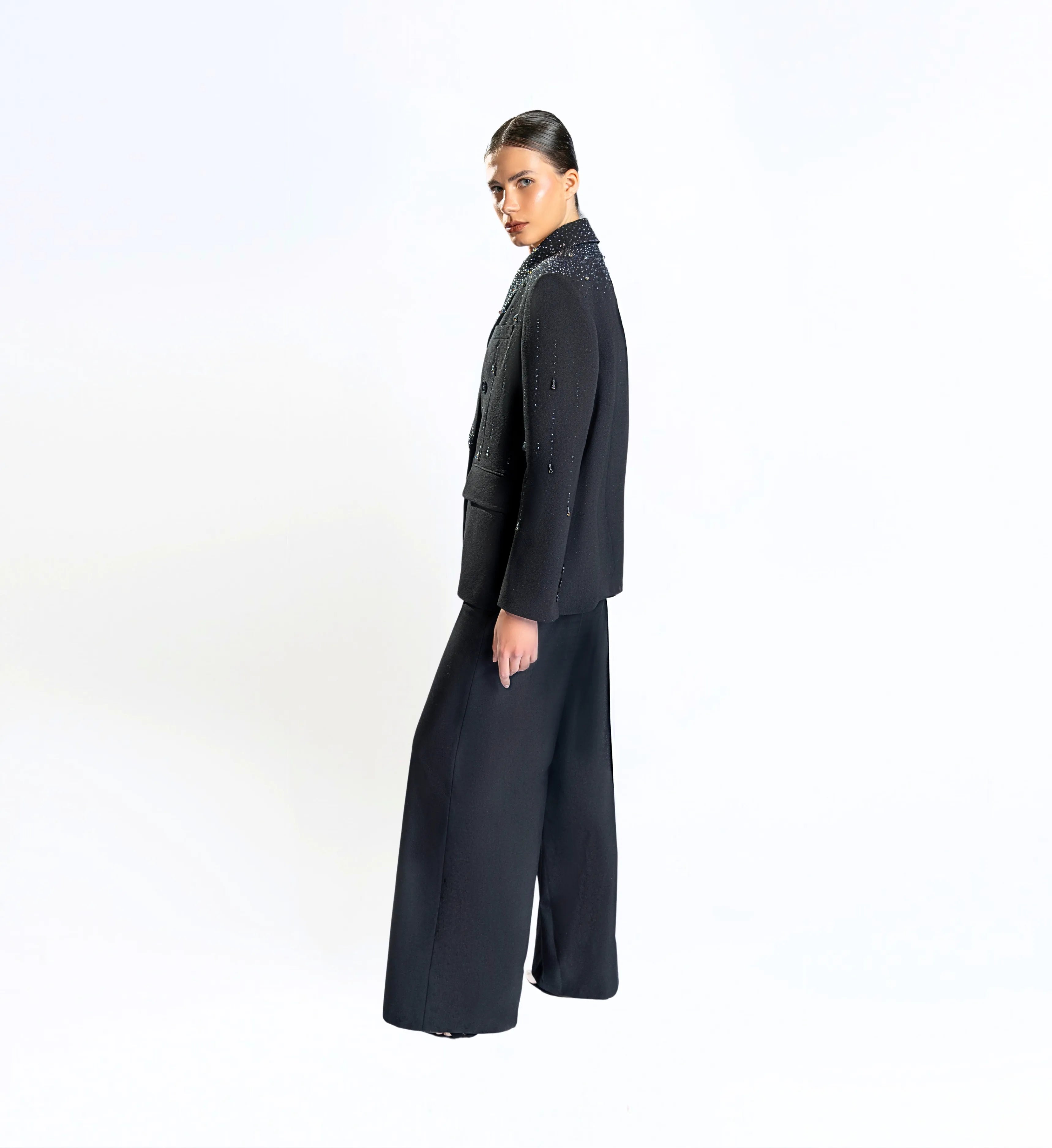 Beaded Ladies Blazer – Black