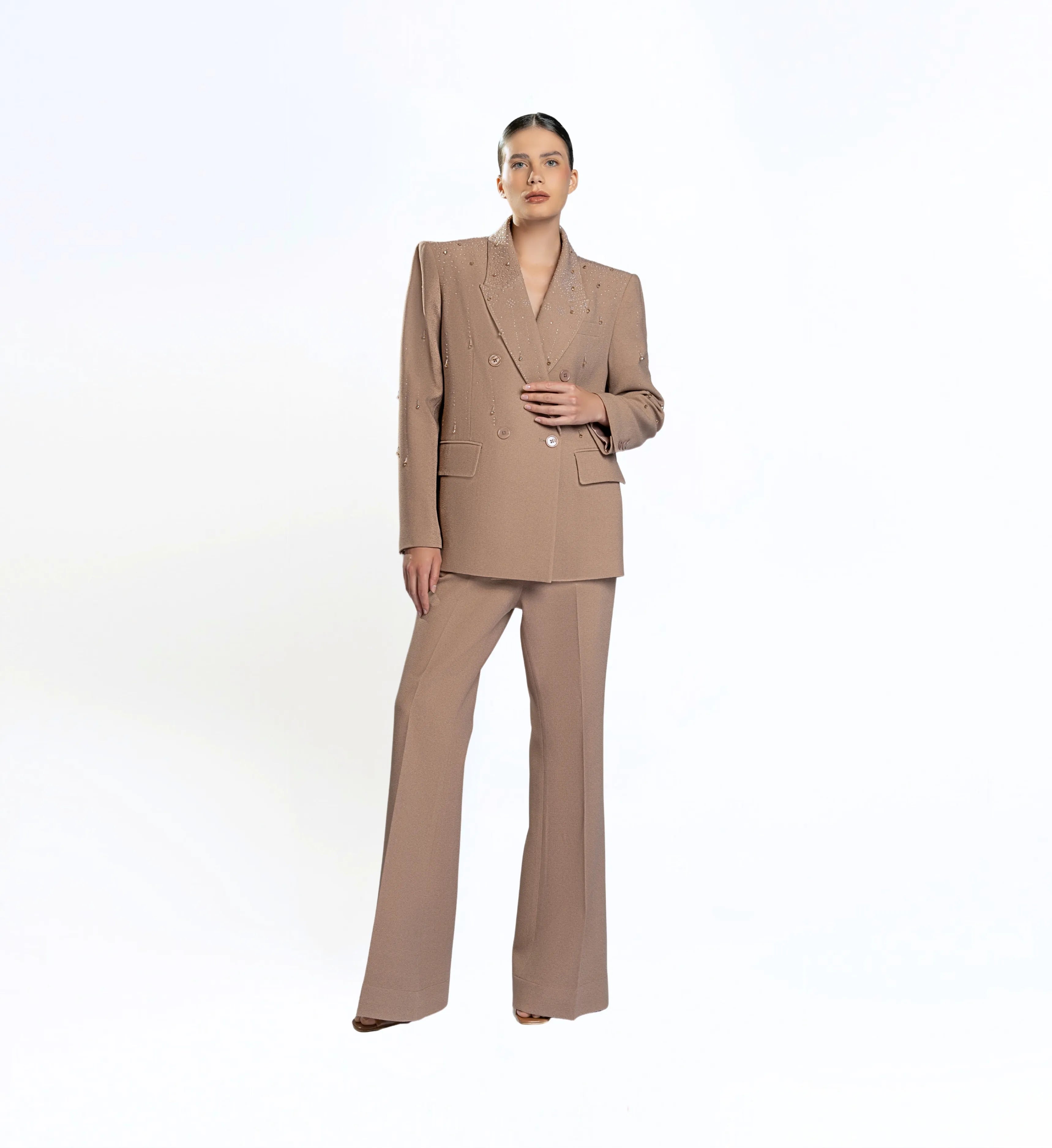 Beaded Ladies Blazer – Chestnut