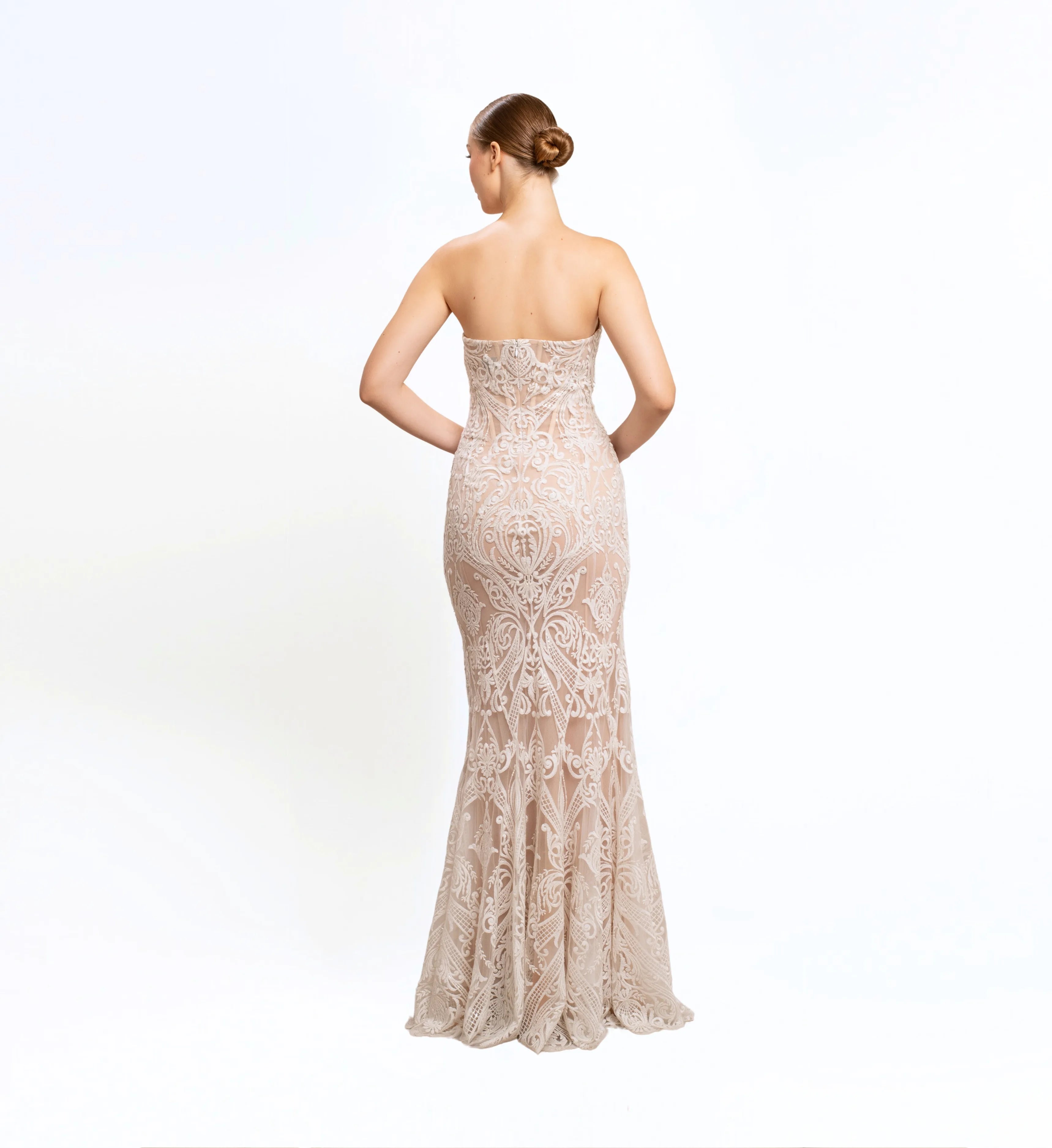 THREAD EMBROIDERED LONG DRESS