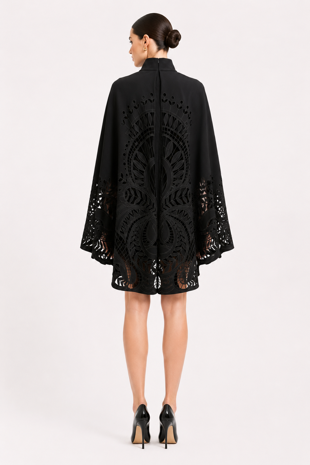 Broderie Mini Dress With Cape