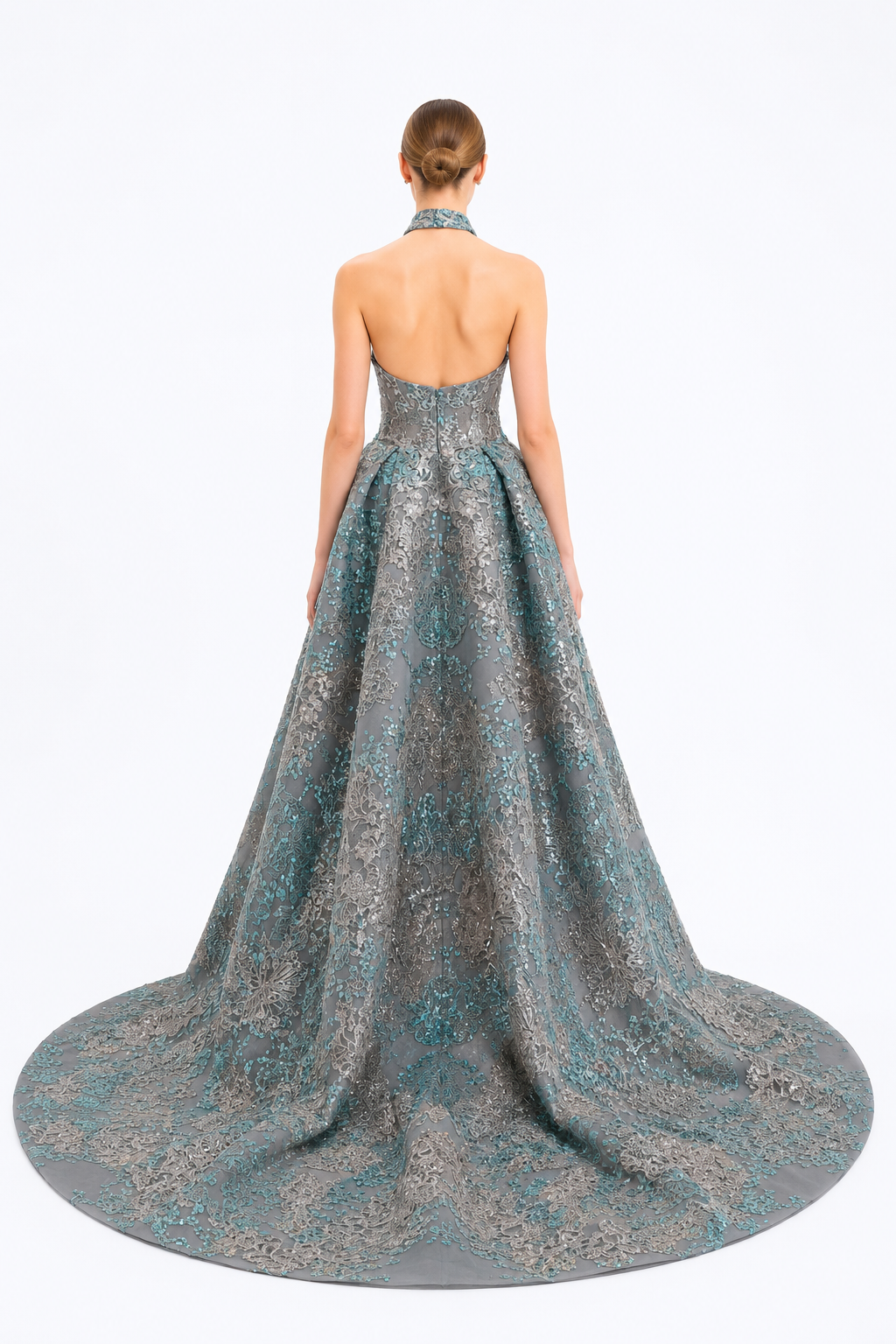 Halter Embroidered Long Dress
