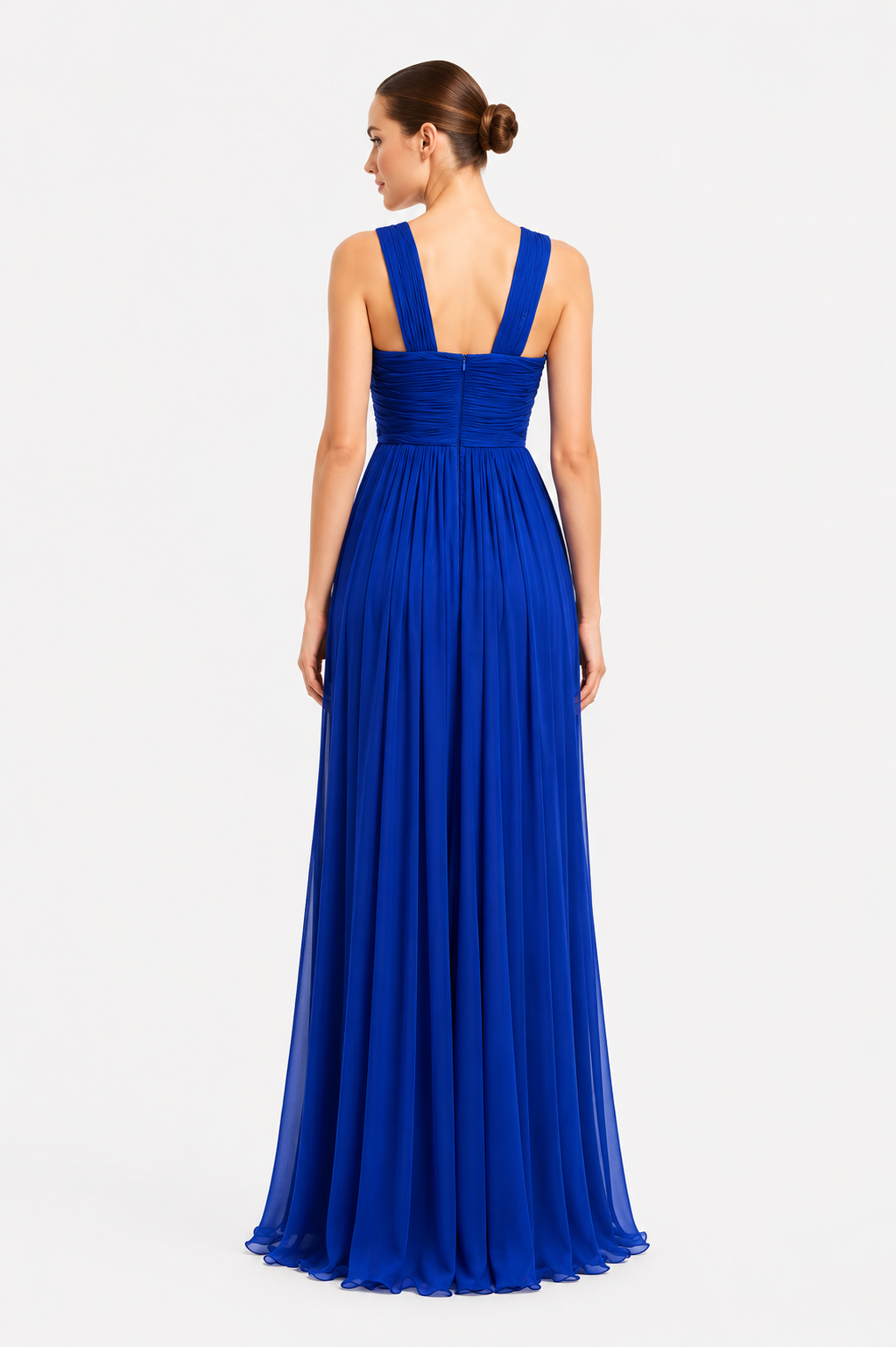 Halter Neck Shirred Long Dress