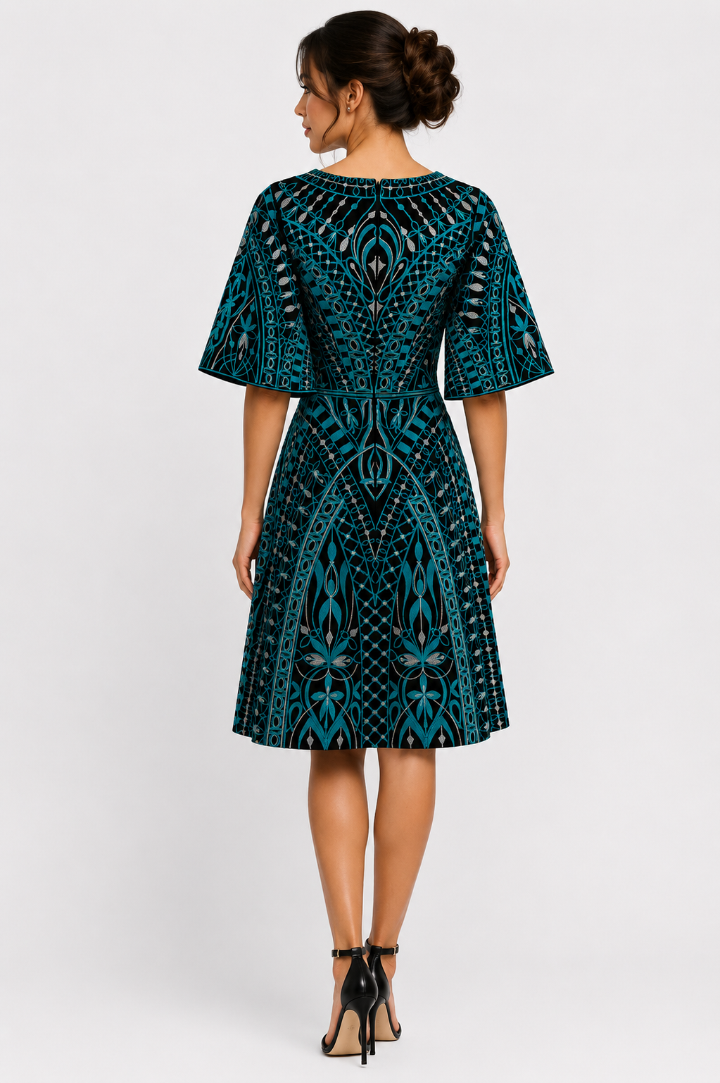Thread Embroidered Midi Dress