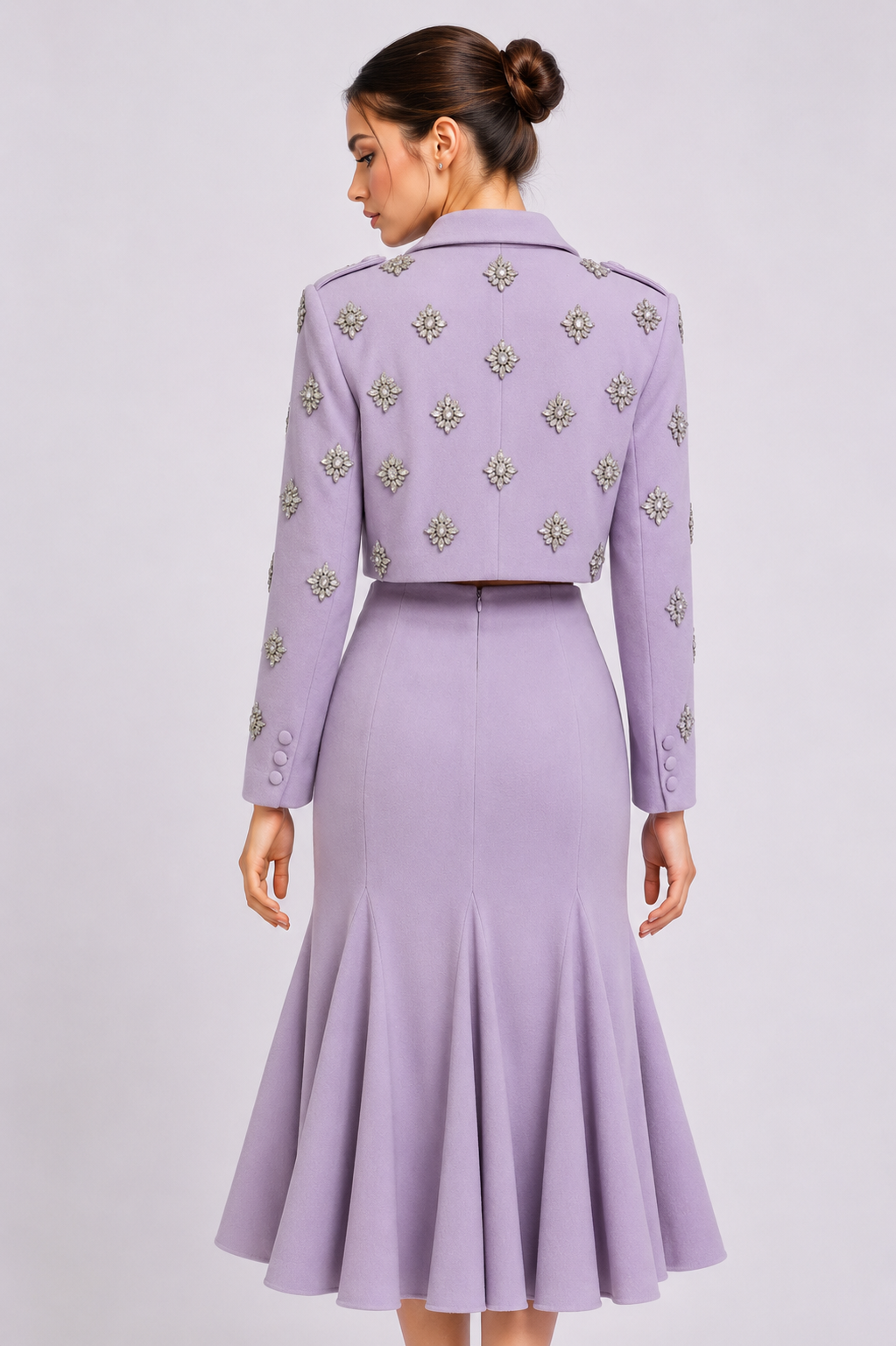 Cropped Blazer And Skirt Set