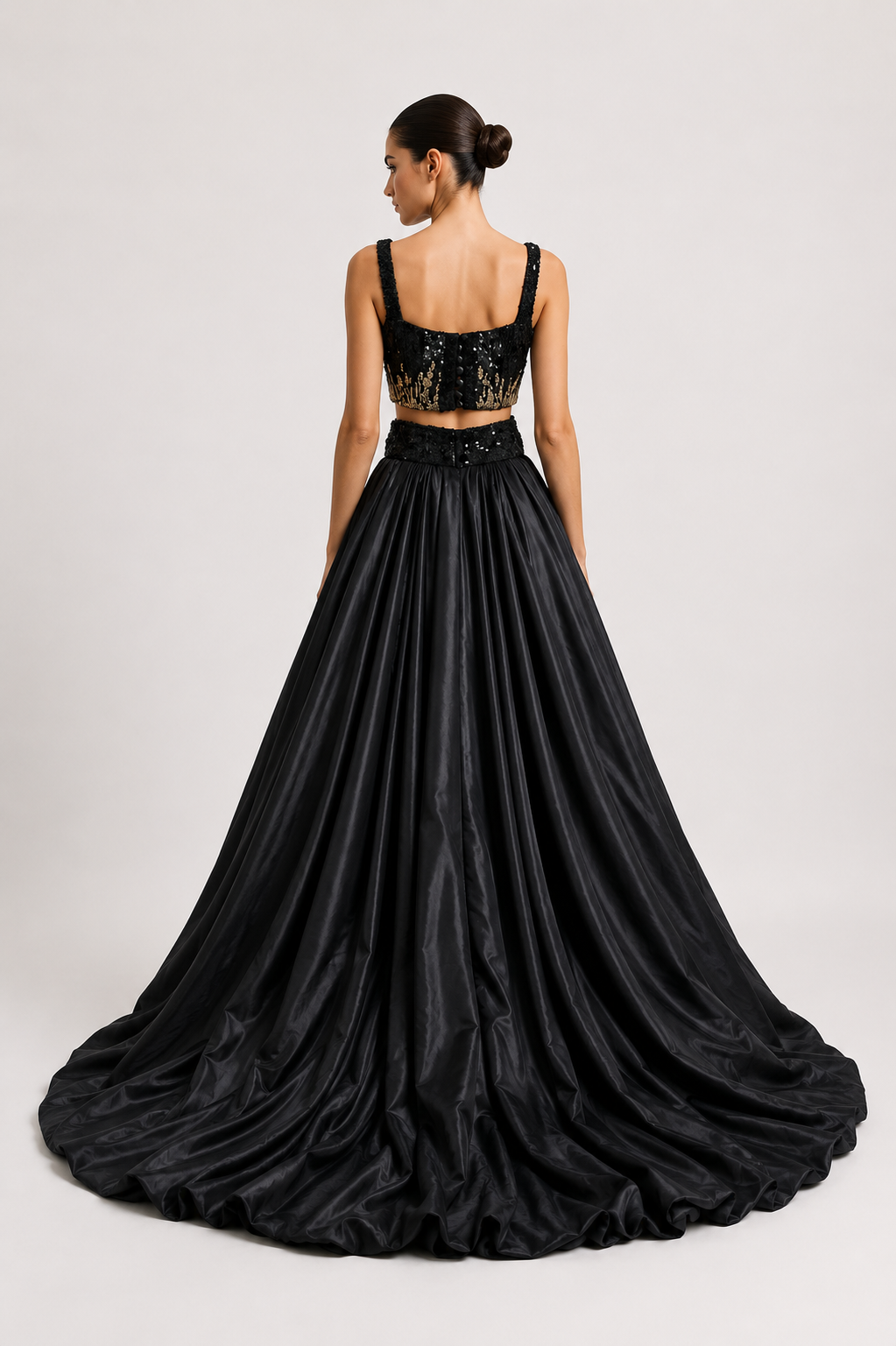 Sequin Embroidered Top And Skirt Set