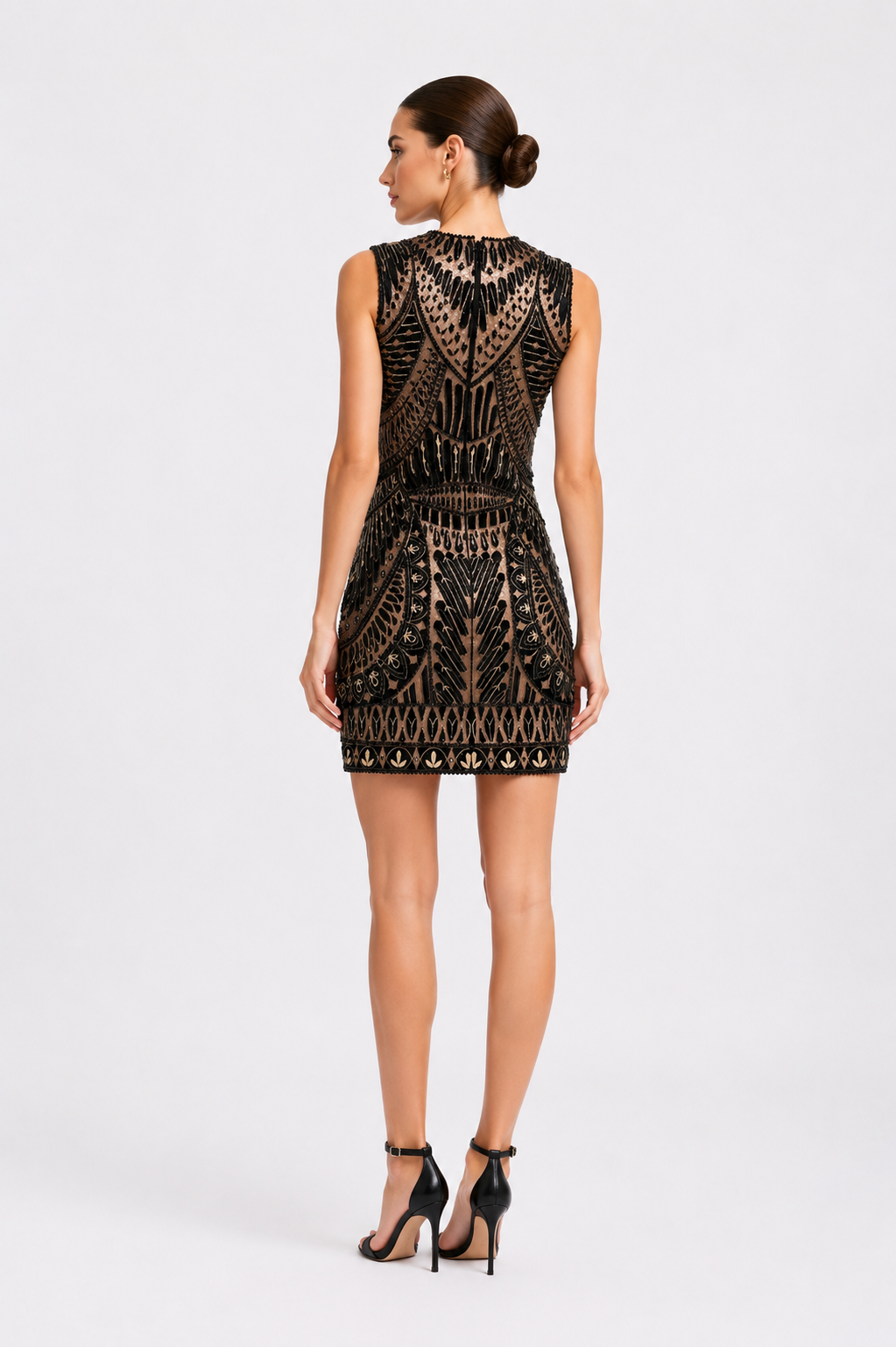 Thread Embroidered Sleeveless Midi Dress