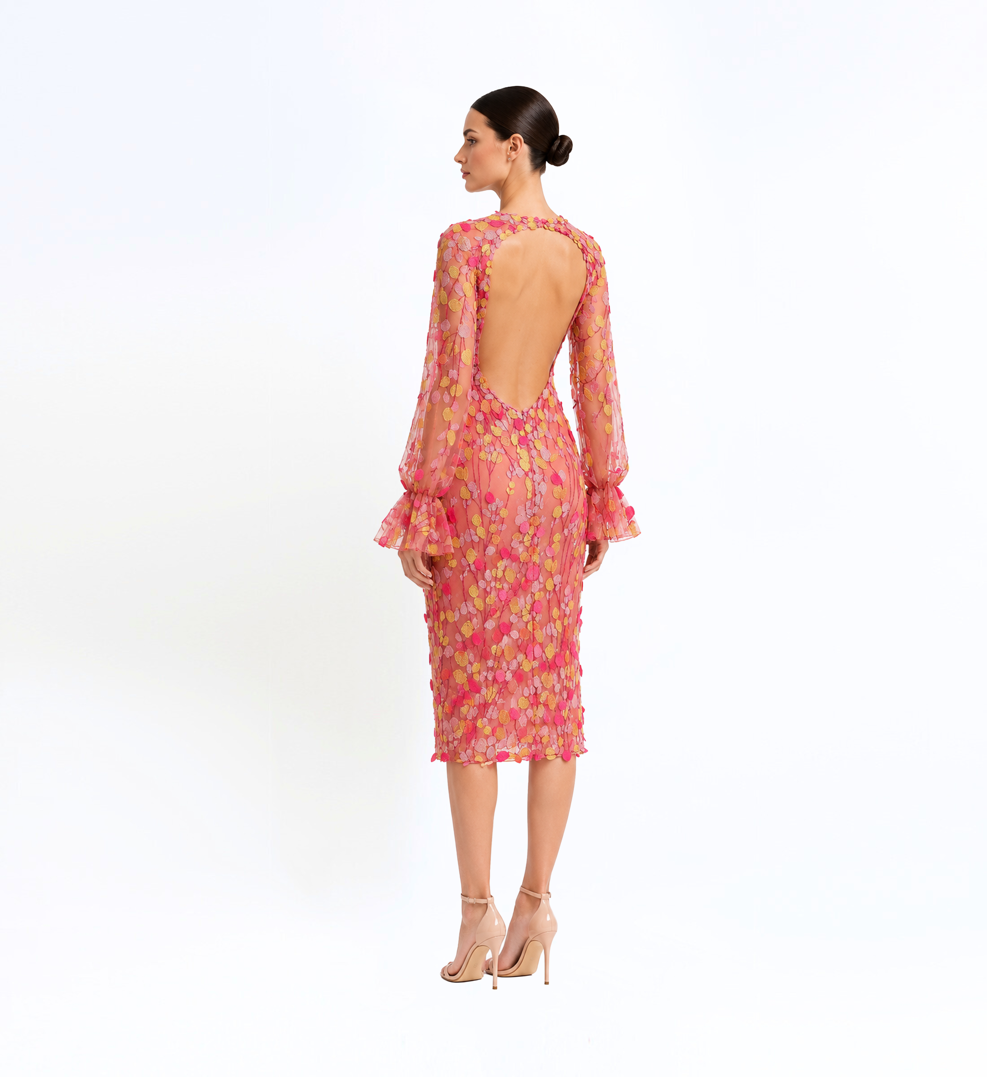 3D Embroidered Midi Dress