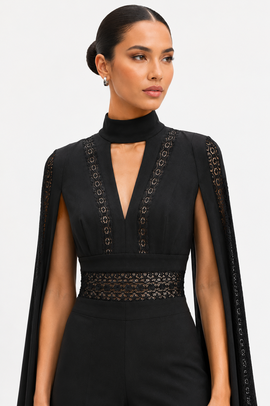 Crepe Jumpsuit With Cape