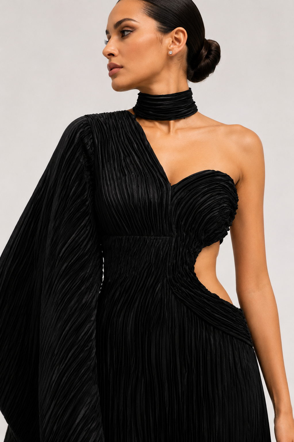 Pleated Satin Jumpsuit
