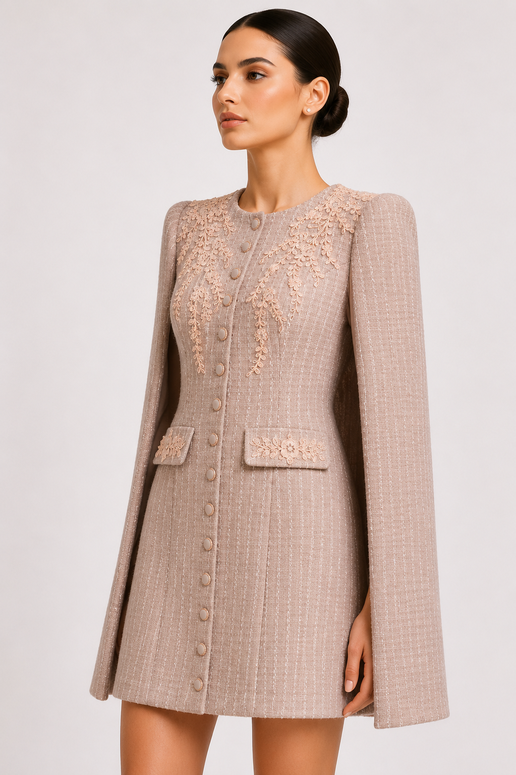 Wool Mini Dress With Cape