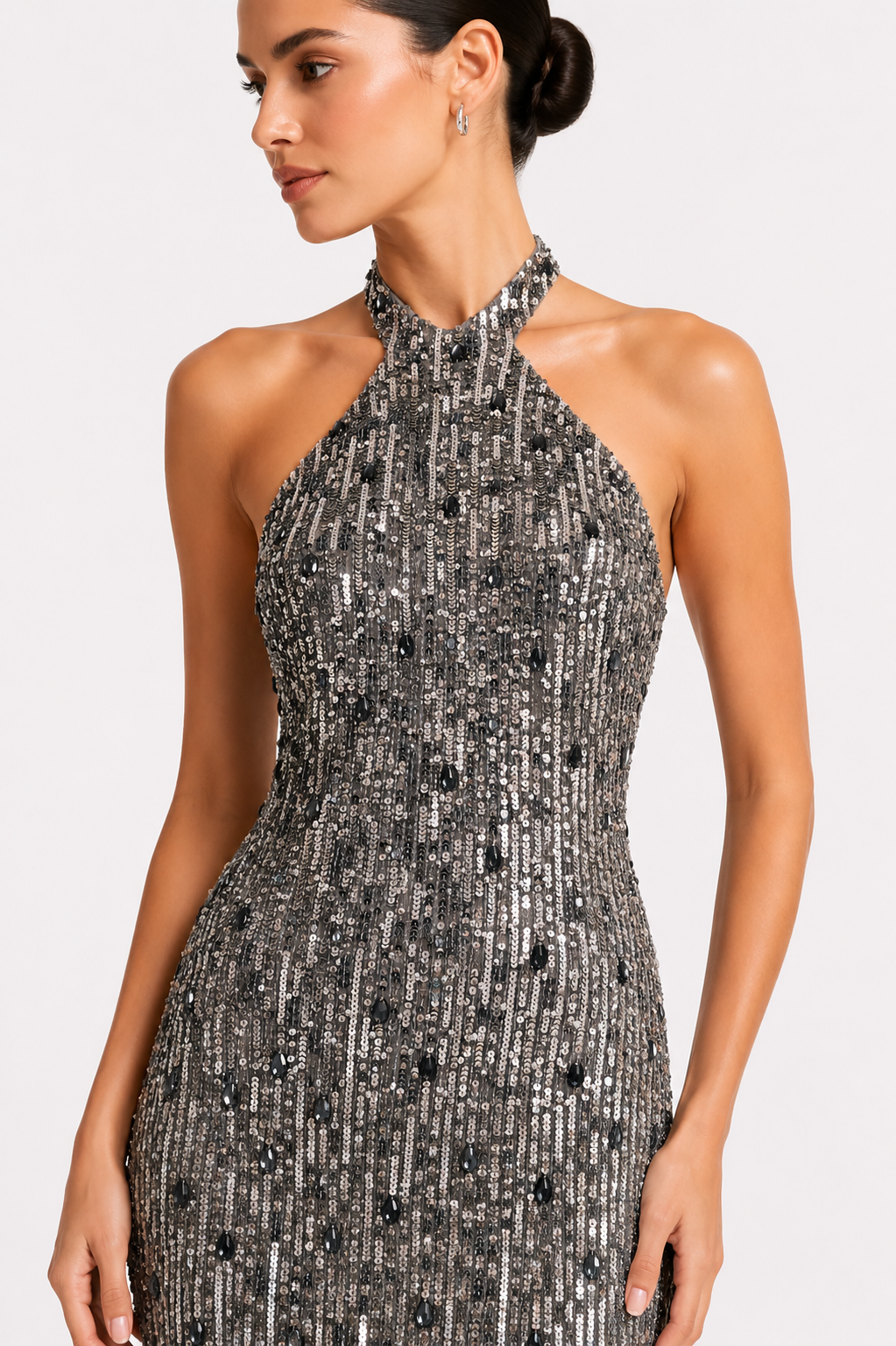 Halter Beaded Midi Dress