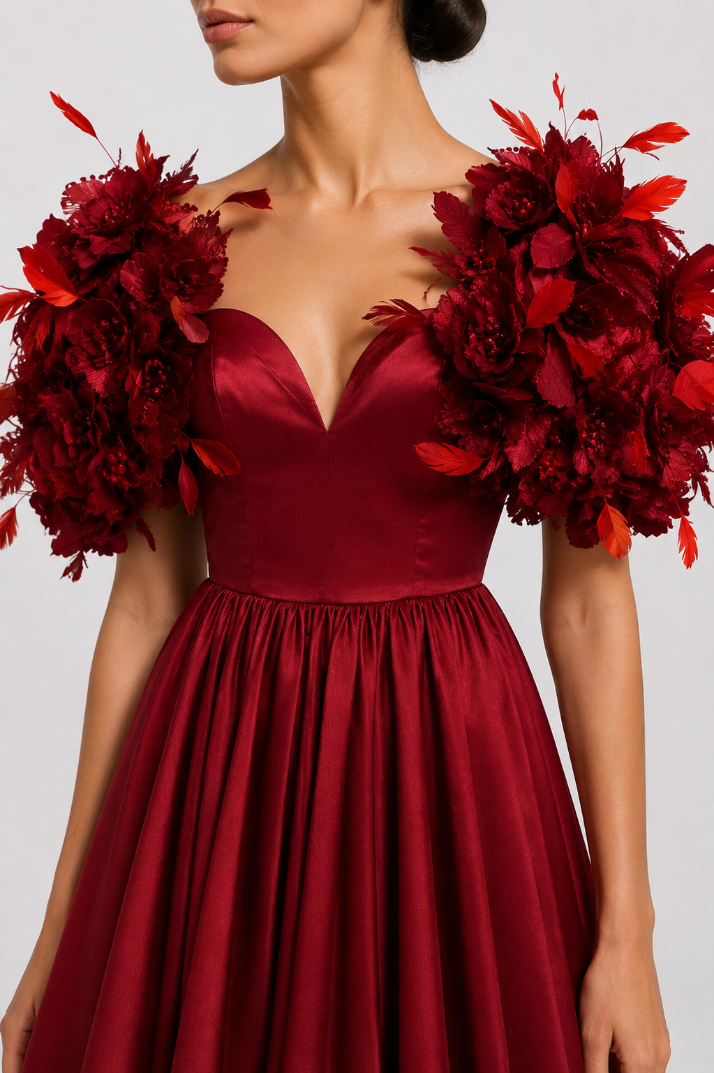 3D Flower Appliques Long Dress