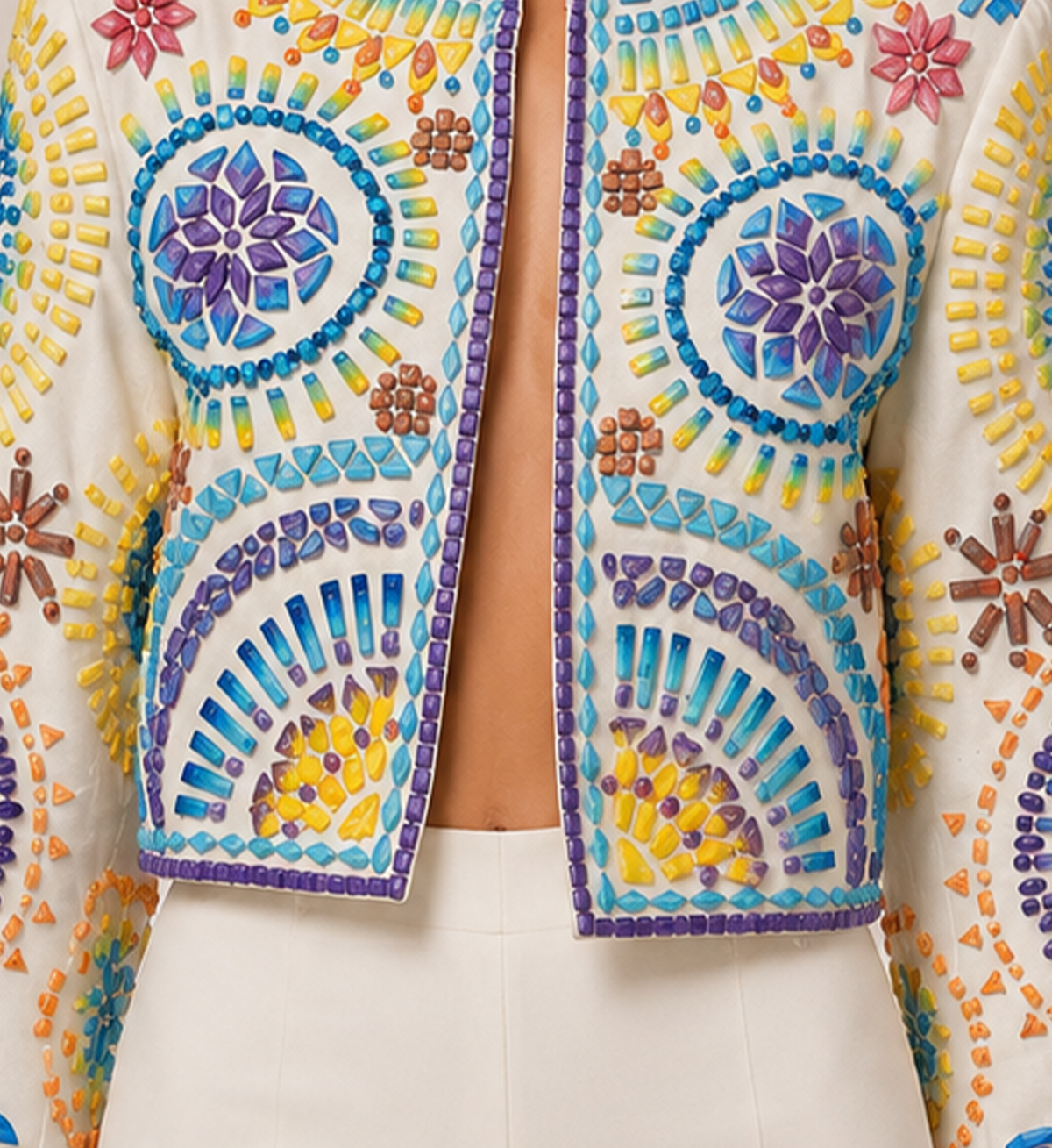 ACRYLIC EMBELLISHED CROPPED JACKET