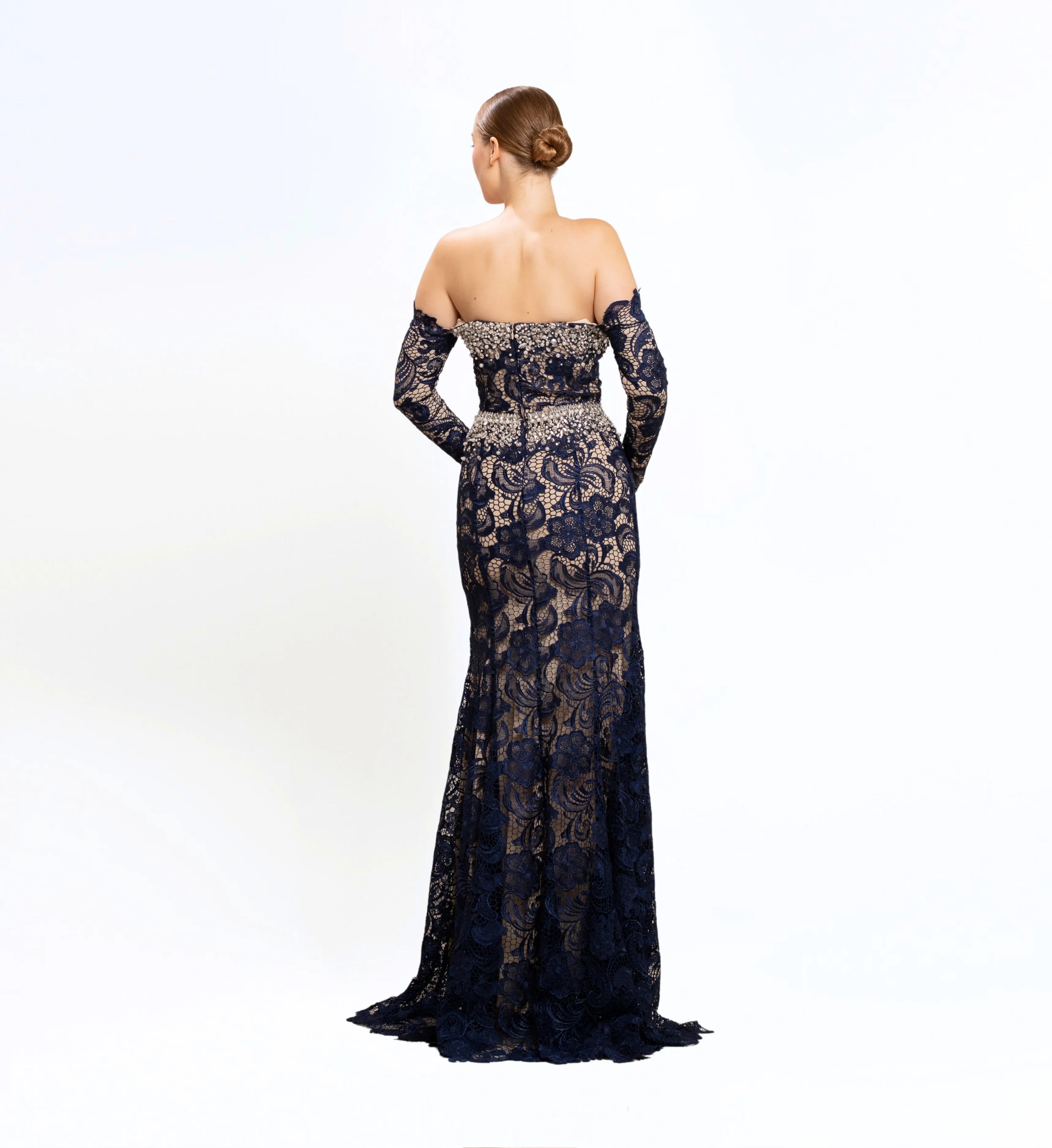 OFF-SHOULDER LACE LONG DRESS