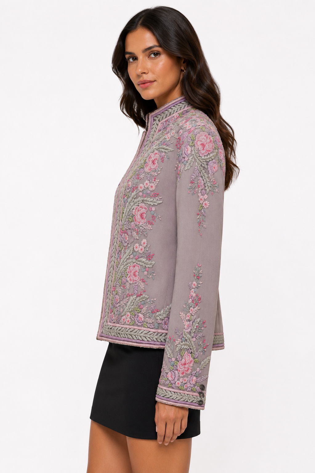 THREAD EMBROIDERED CROPPED JACKET
