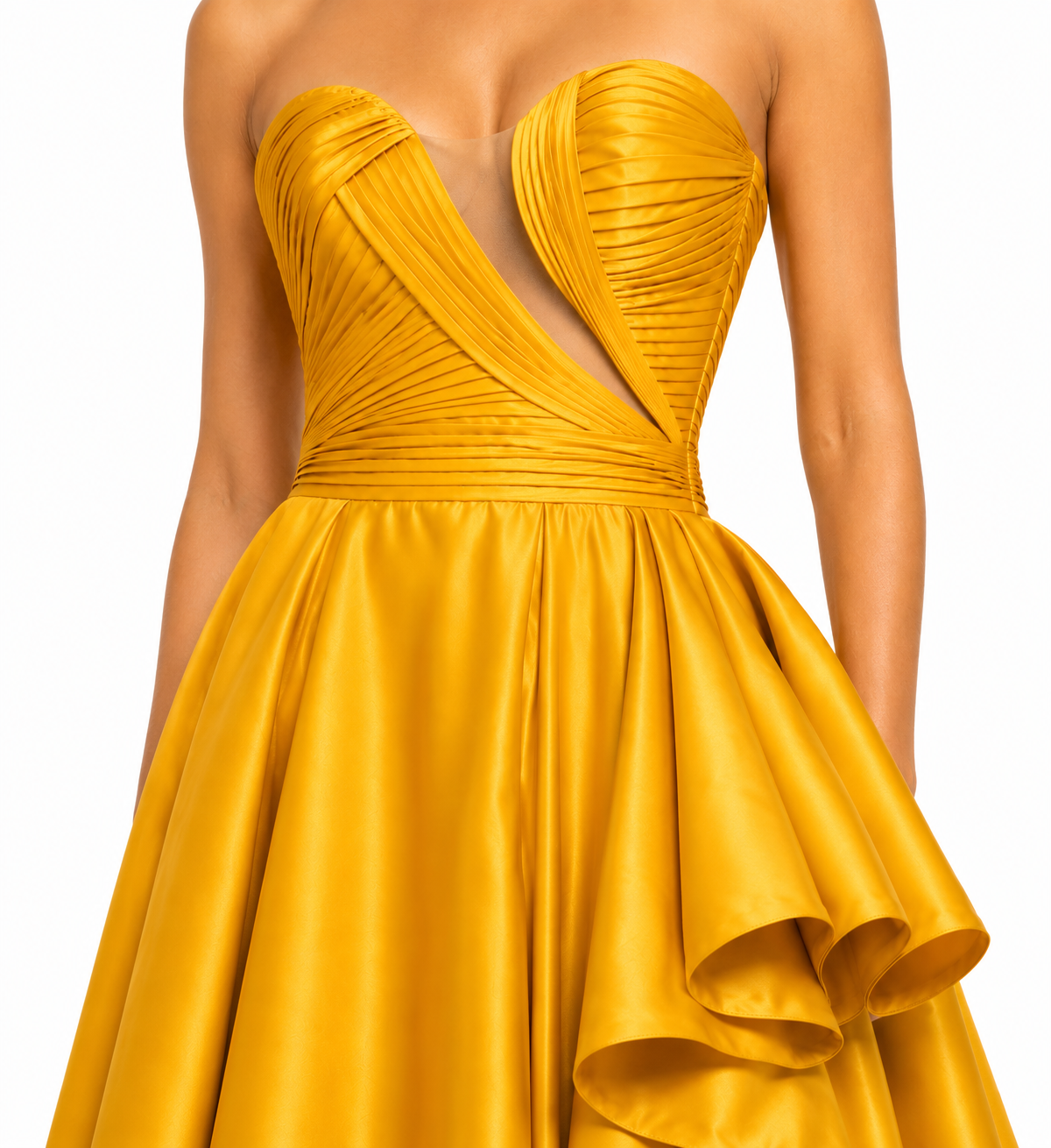 ASYMMETRIC DRAPED BALL GOWN