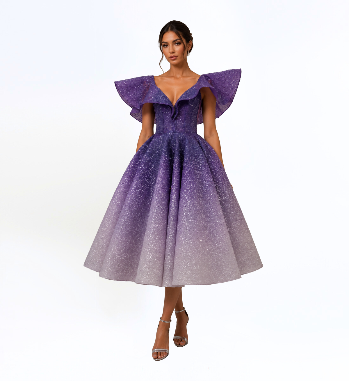 OMBR GLITTER MIDI DRESS