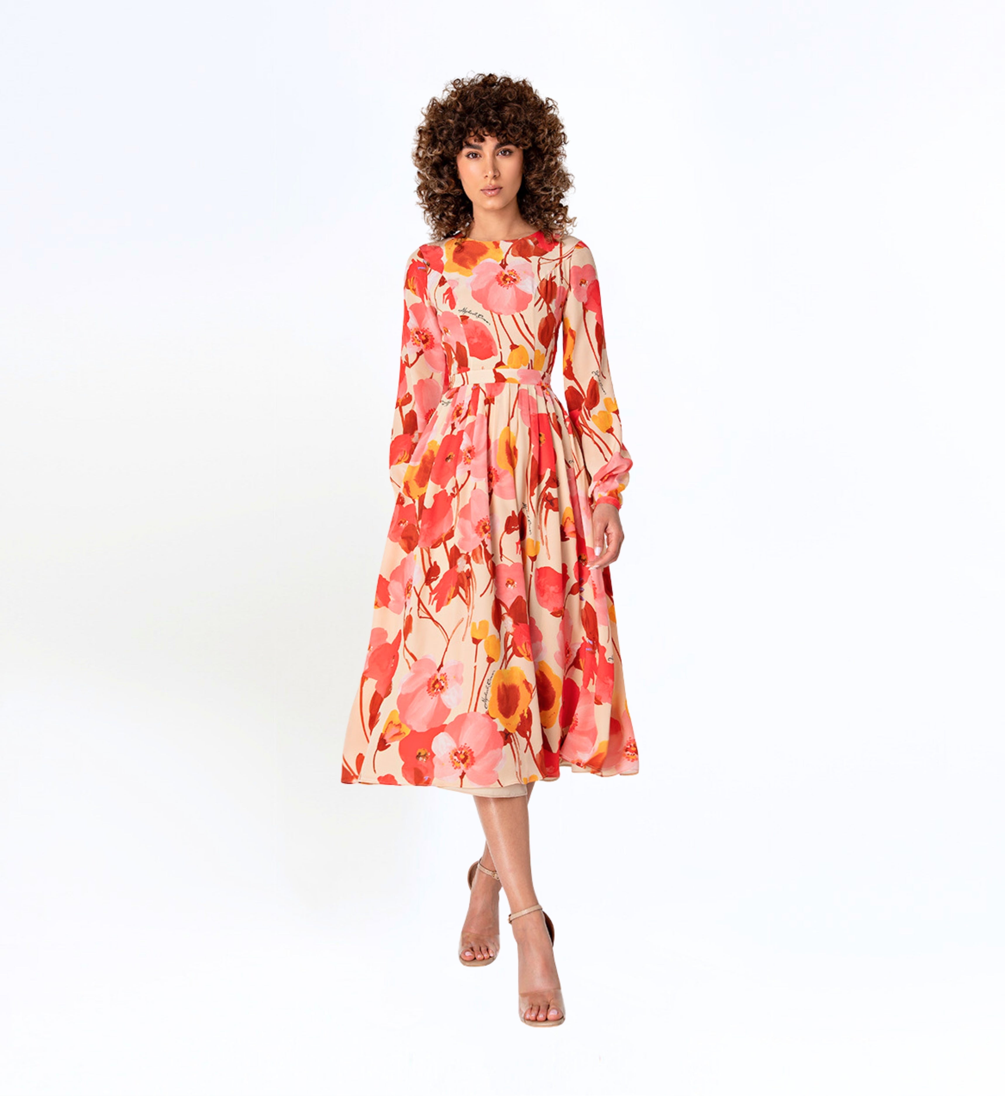 Long Sleeve Floral Midi Dress