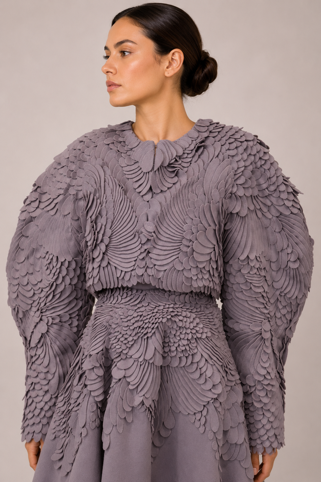 LASER CUT WOOL 3D APPLIQUÉ SKIRT SET