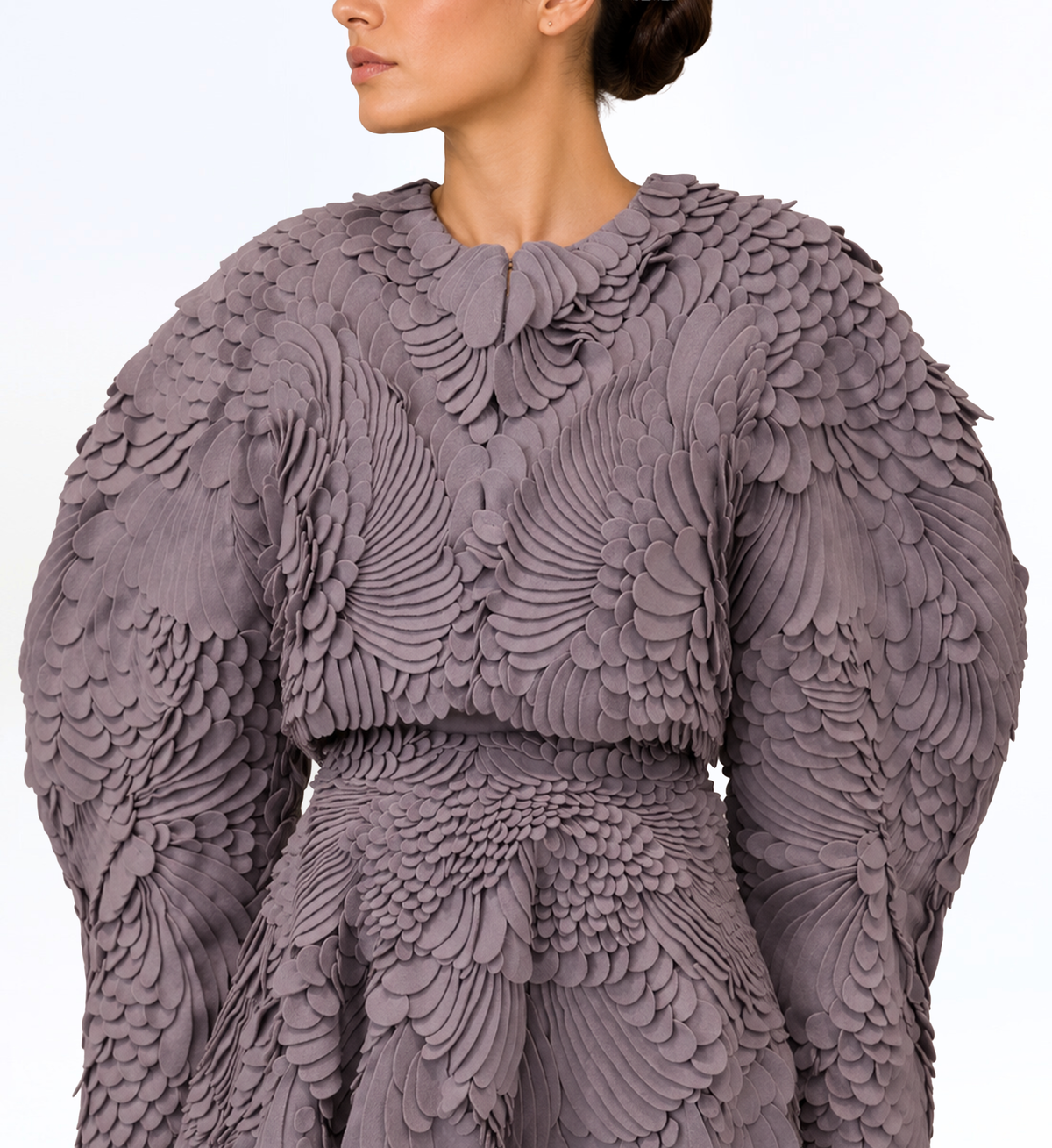 LASER CUT WOOL 3D APPLIQU SKIRT SET