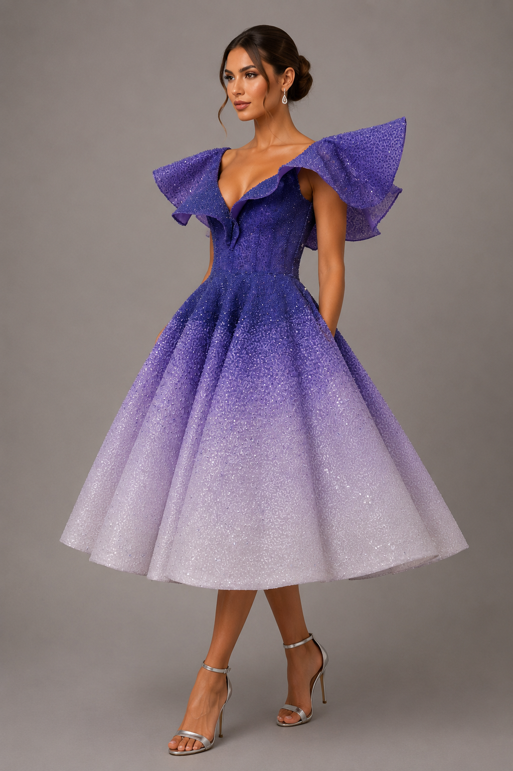 OMBRÉ GLITTER MIDI DRESS