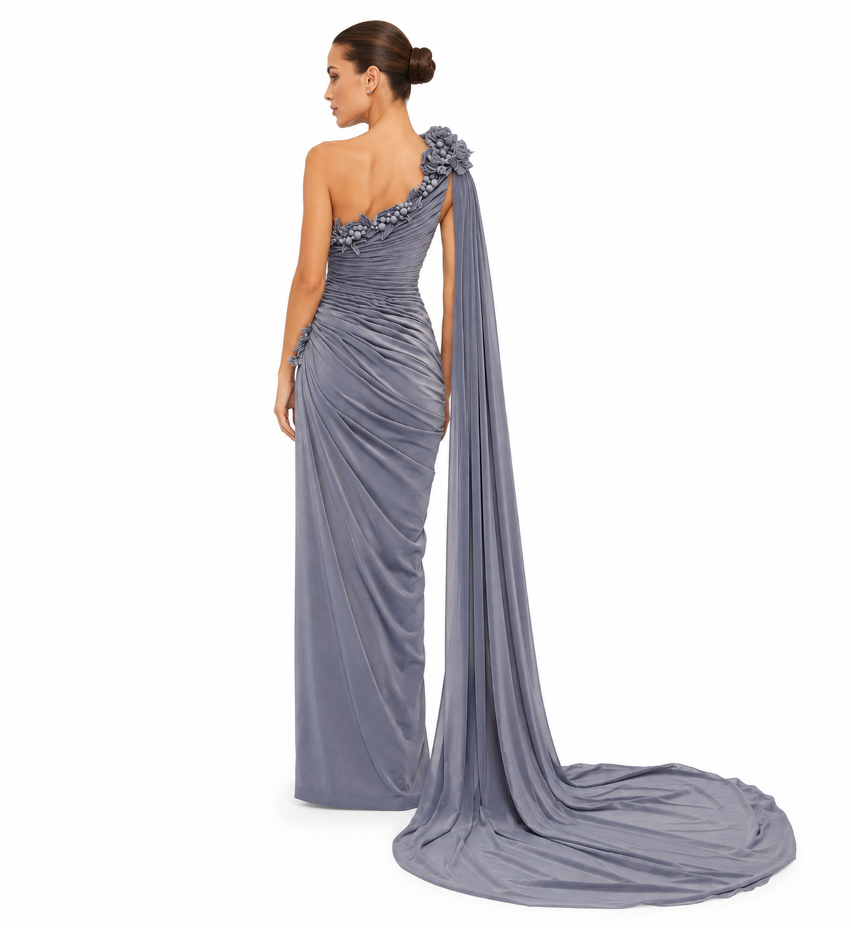 DRAPED ONE-SHOULDER GOWN
