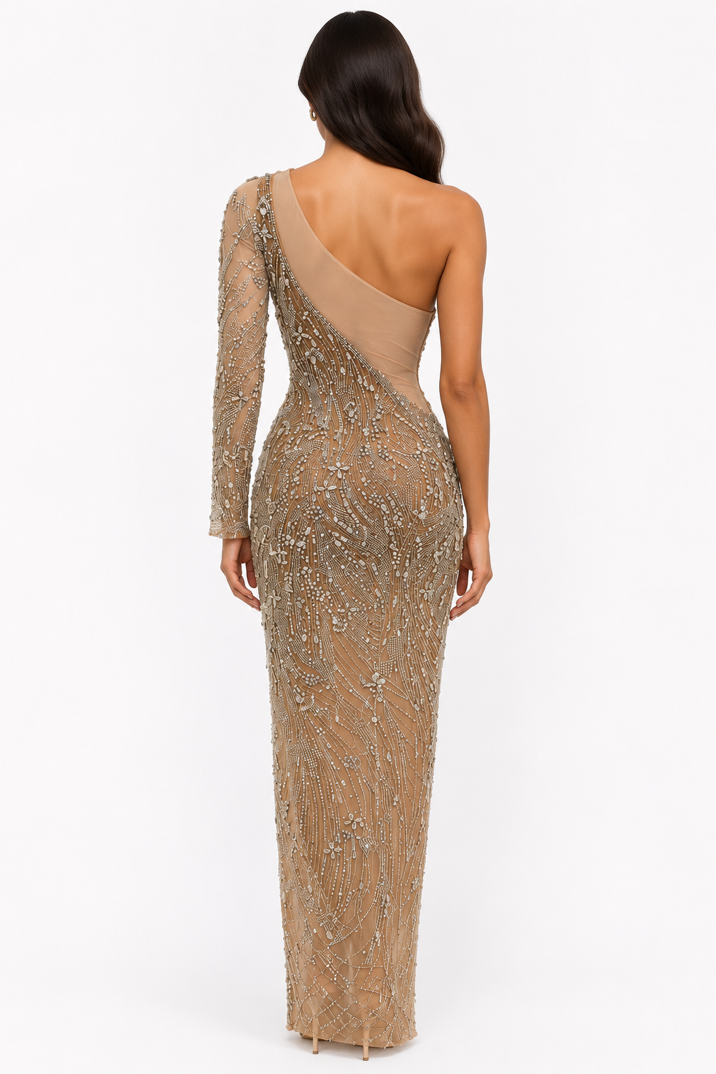 ONE-SHOULDER EMBELLISHED GOWN