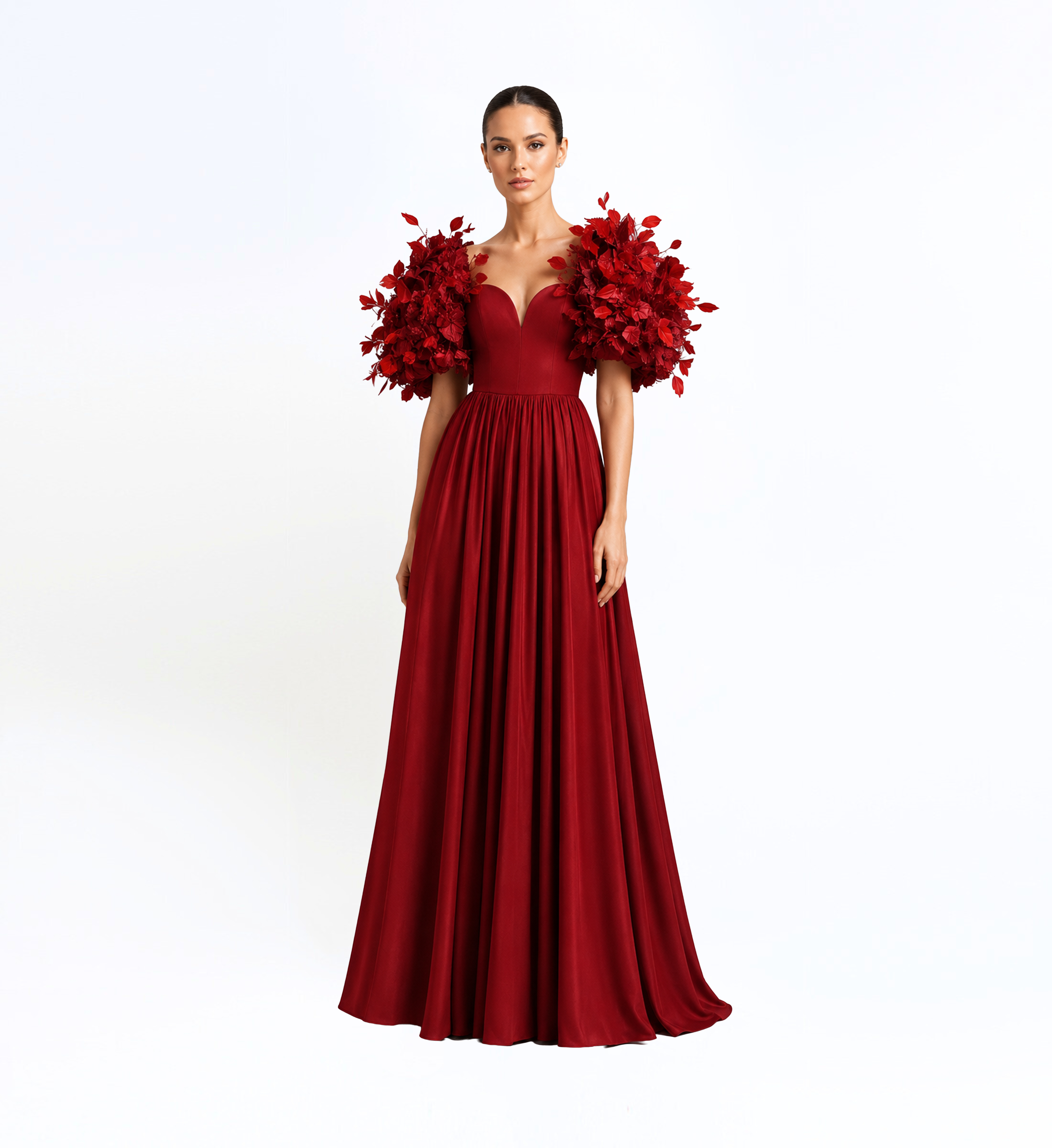 3D Flower Appliques Long Dress