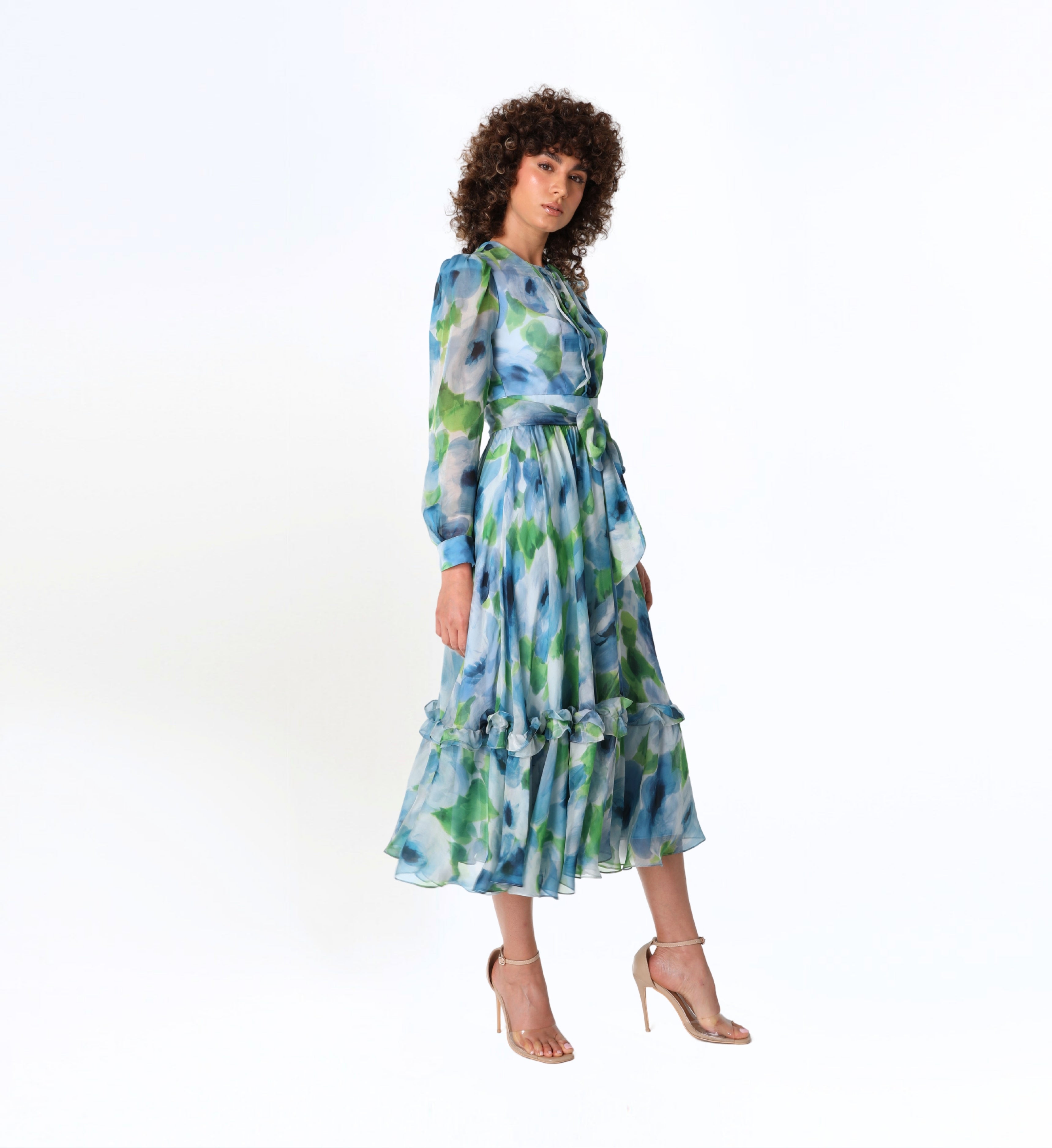 Soft Ruffled Long Sleeve Dress