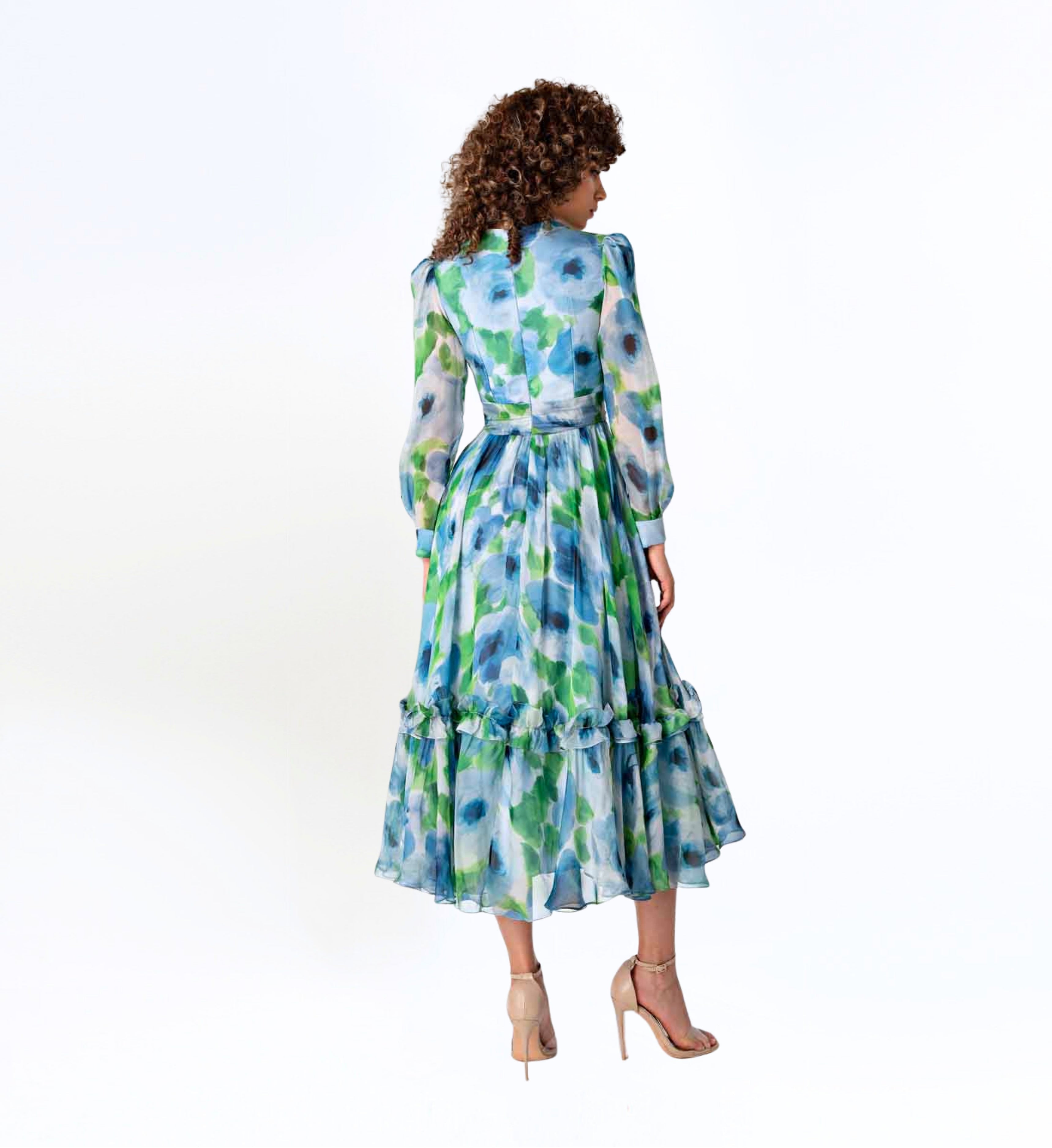 Soft Ruffled Long Sleeve Dress