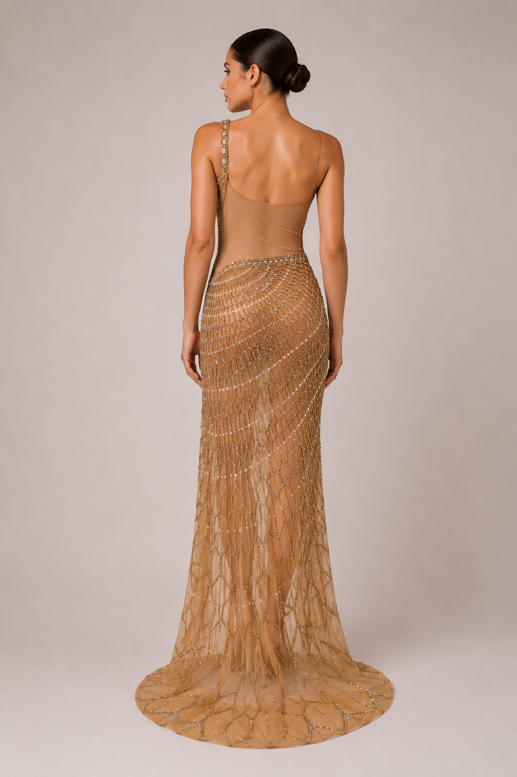 ASYMETRIC EMBELLISHED GOWN
