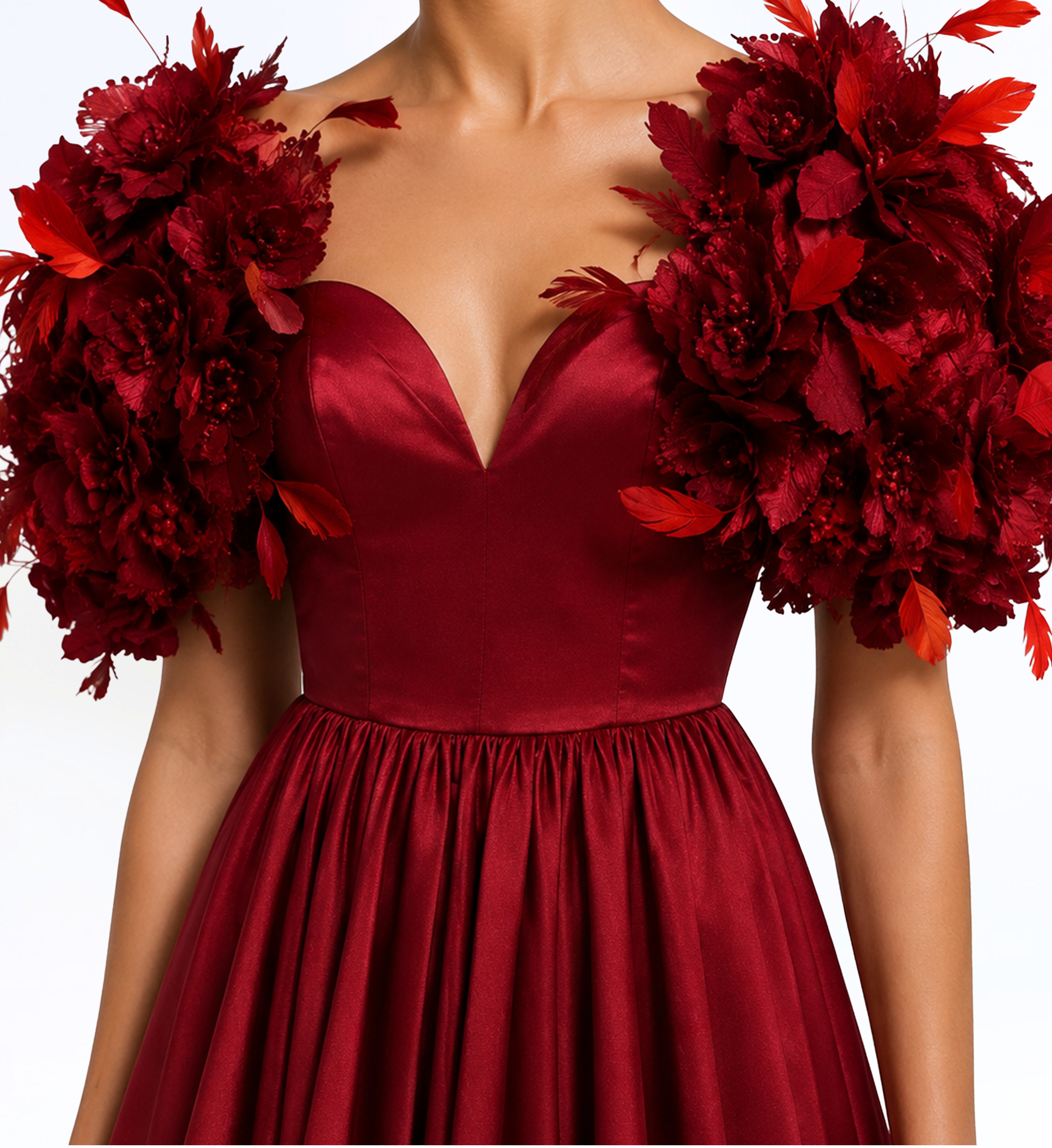 3D Flower Appliques Long Dress