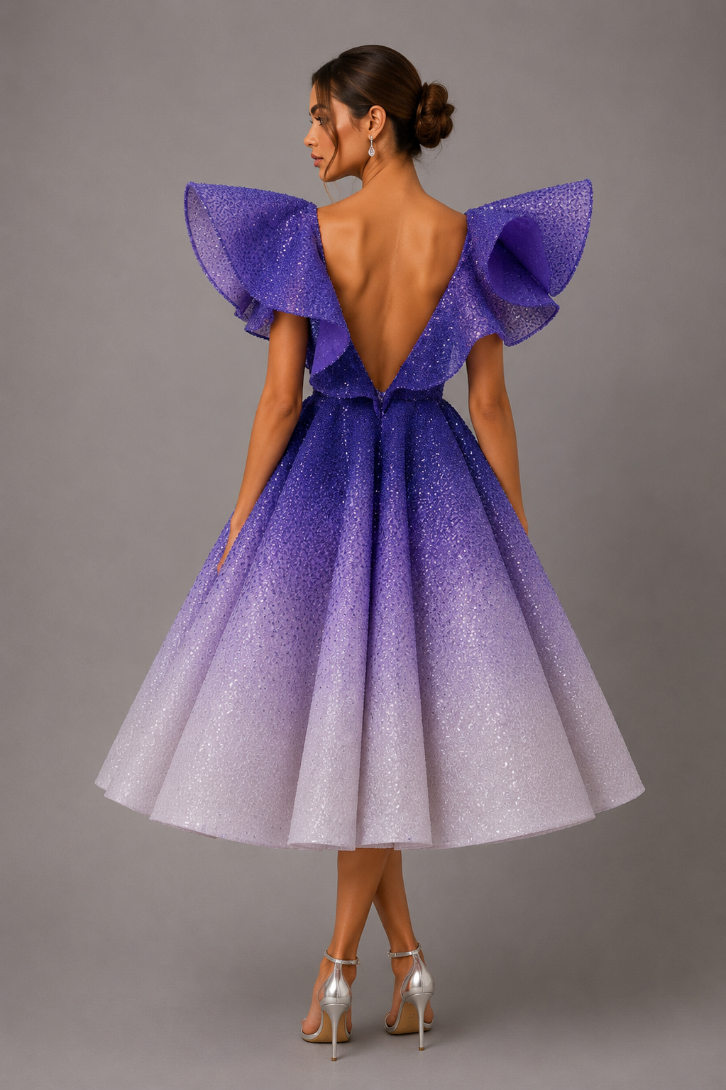 OMBRÉ GLITTER MIDI DRESS
