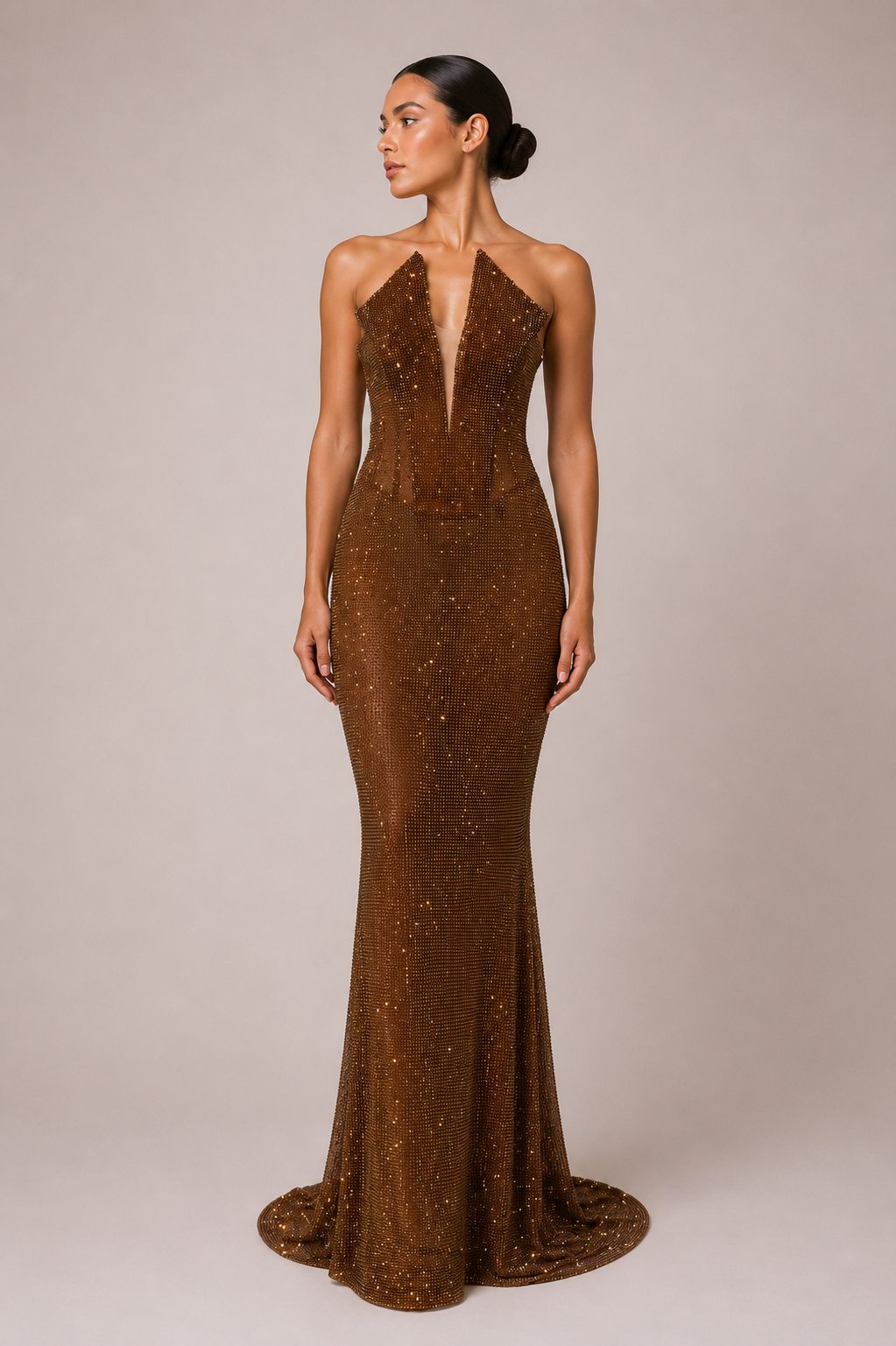 STRAPLESS EMBELLISHED GOWN