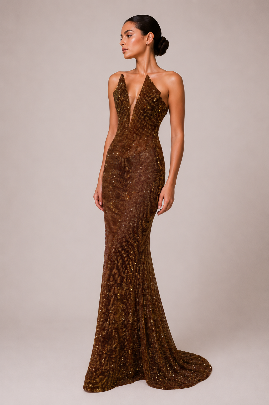 STRAPLESS EMBELLISHED GOWN