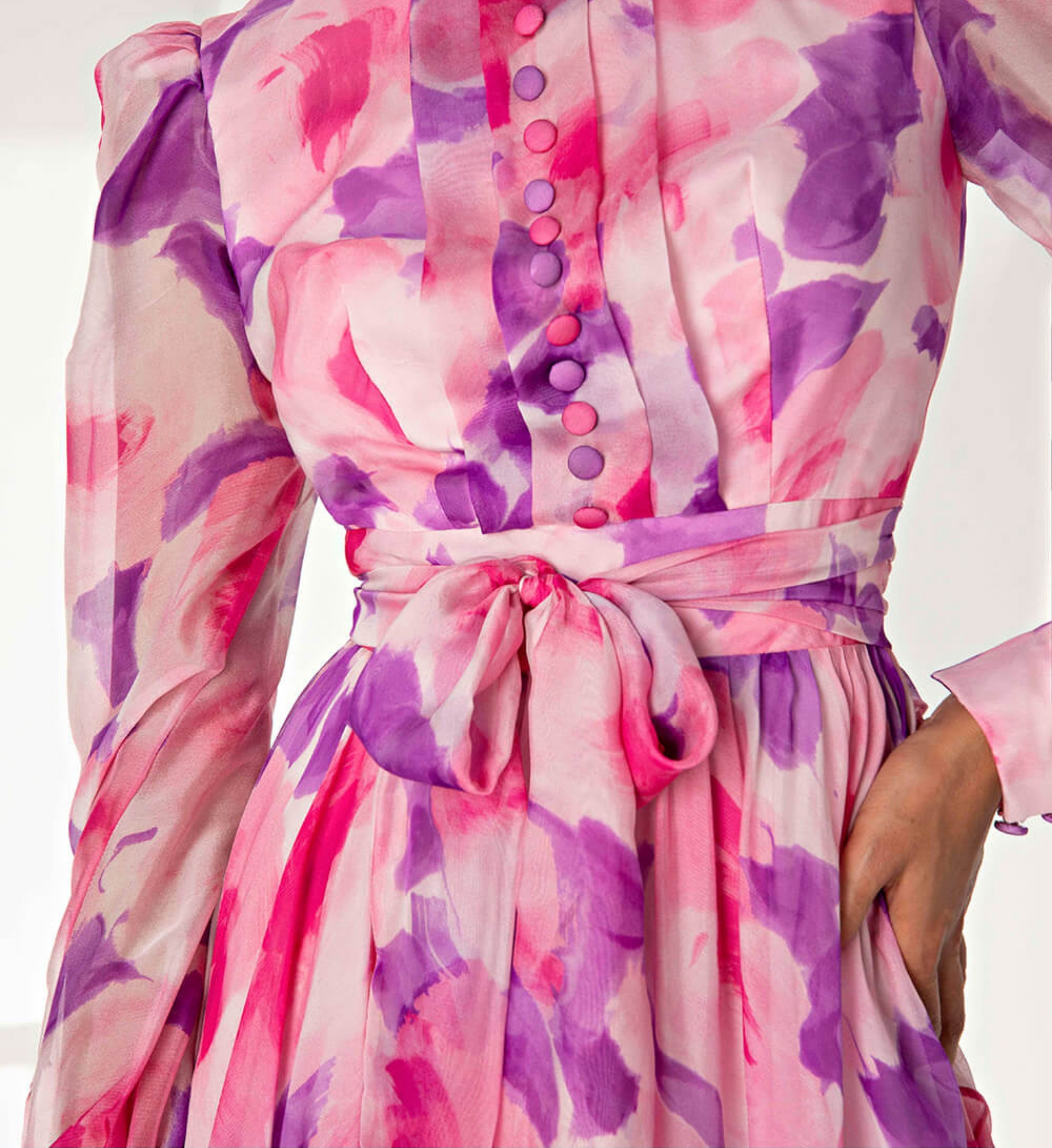 Soft Ruffled Long Sleeve Dress