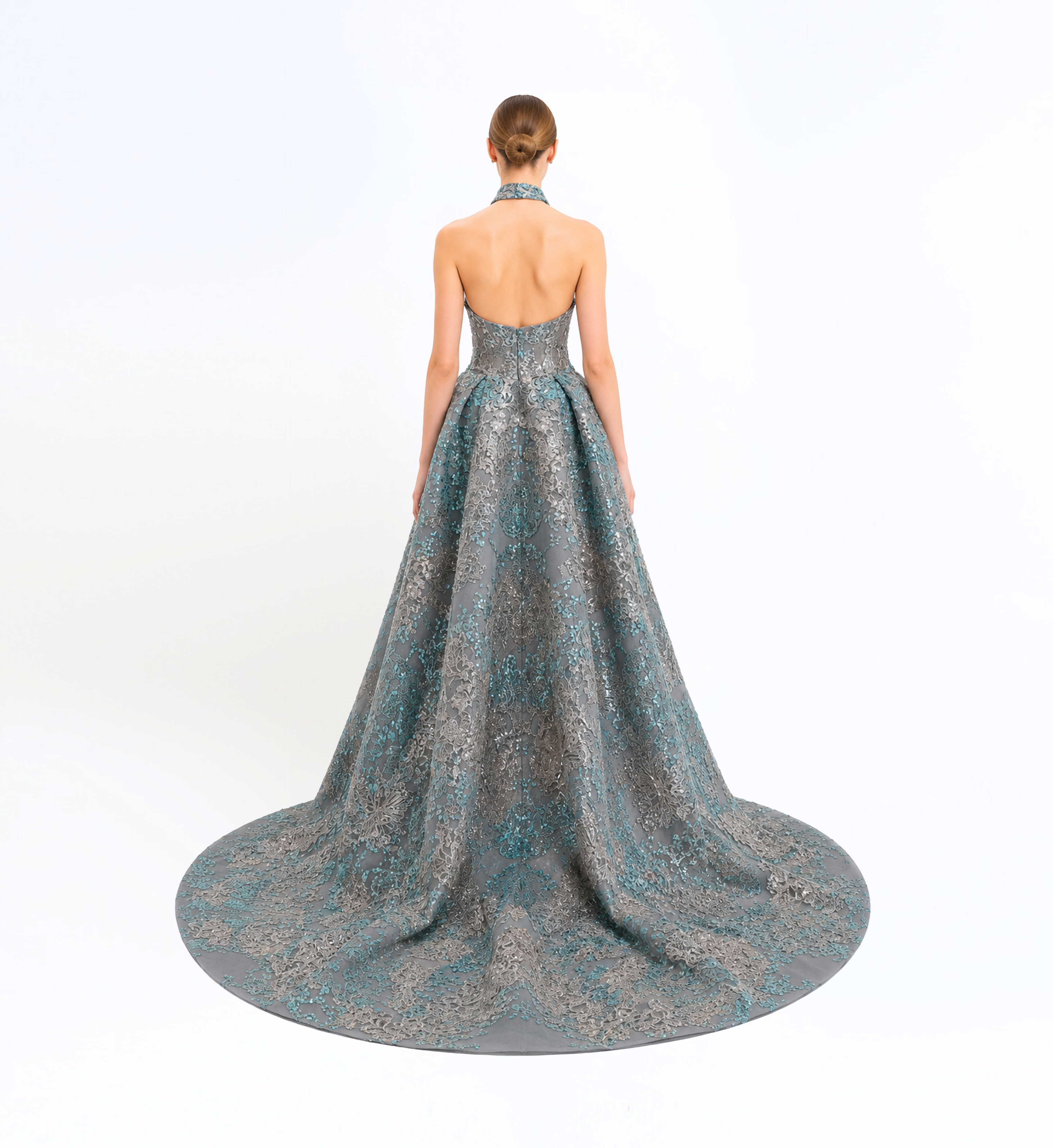 Halter Embroidered Long Dress