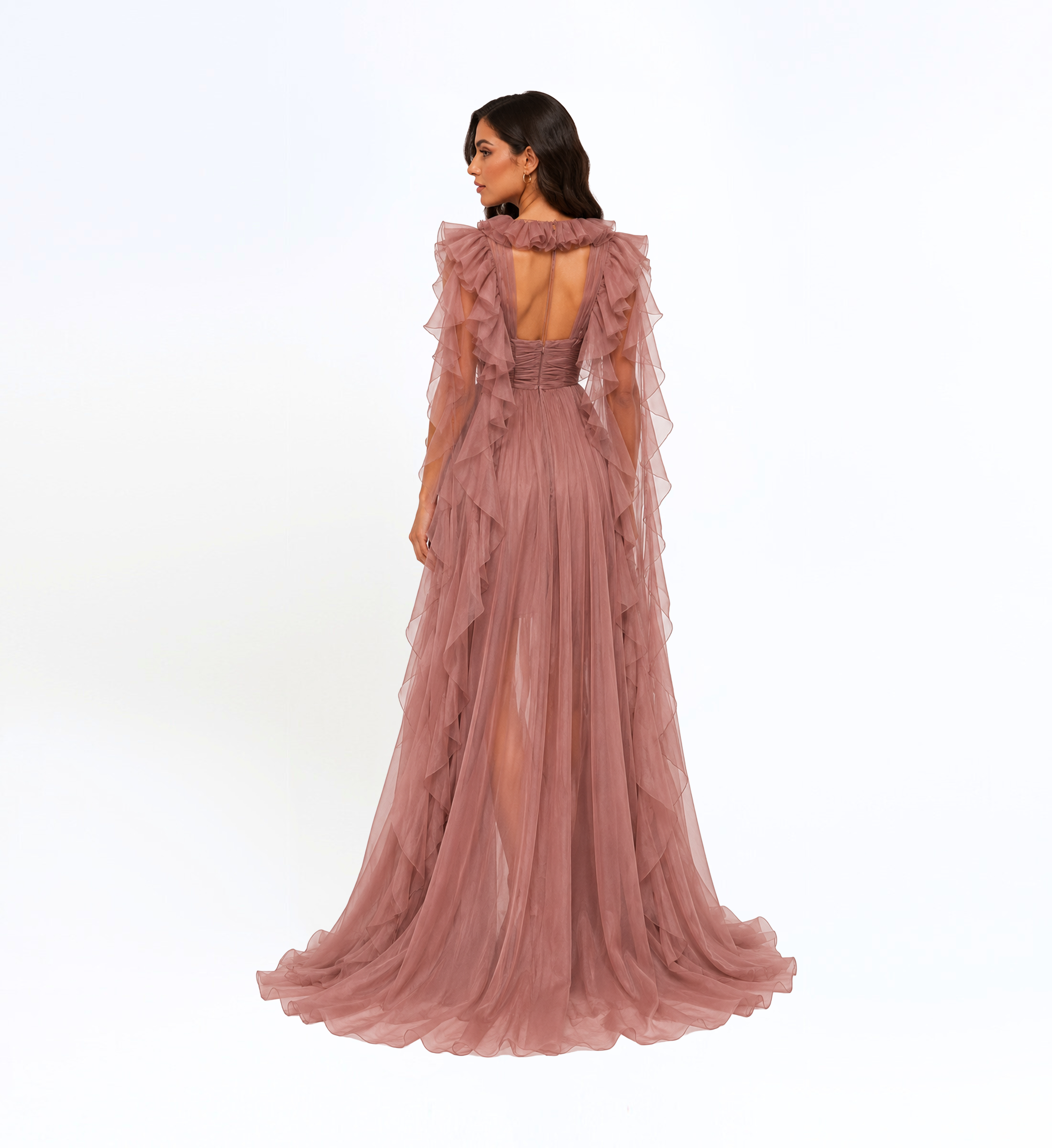 MULTI LAYER RUFFLE LONG DRESS