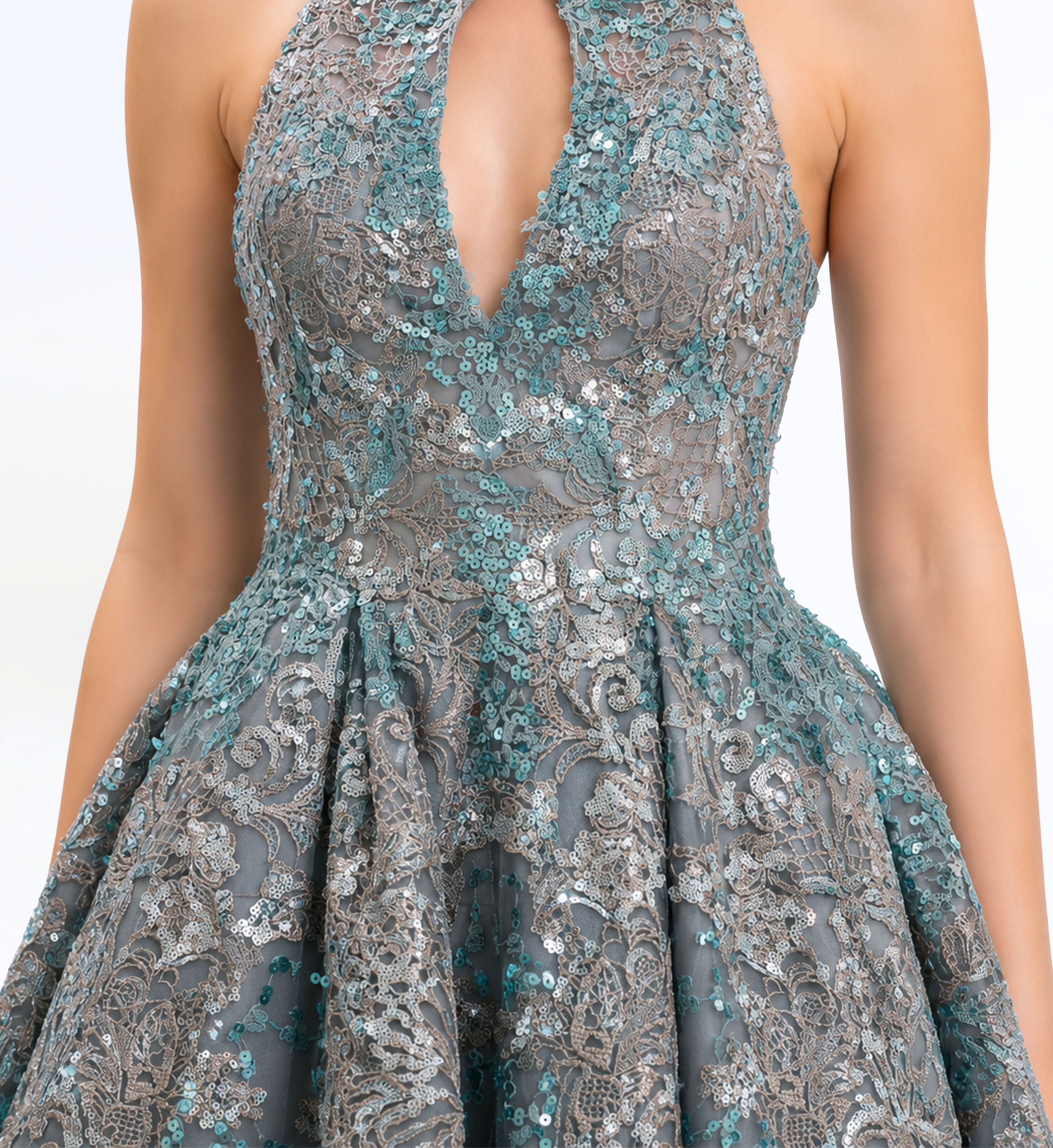 Halter Embroidered Long Dress