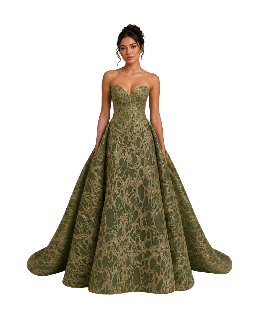 STRAPLESS EMBROIDERED BALL GOWN