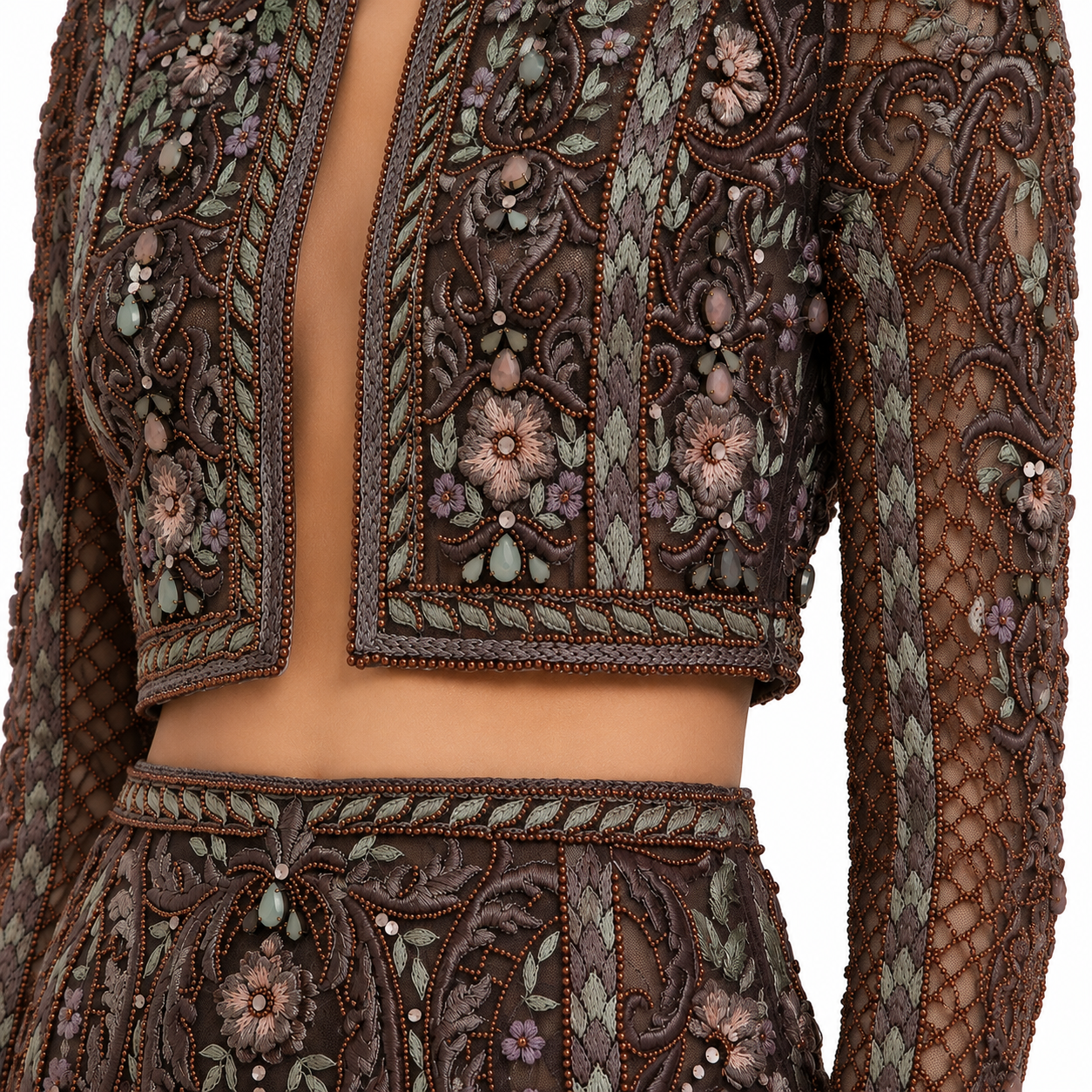 THREAD EMBROIDERED GOWN