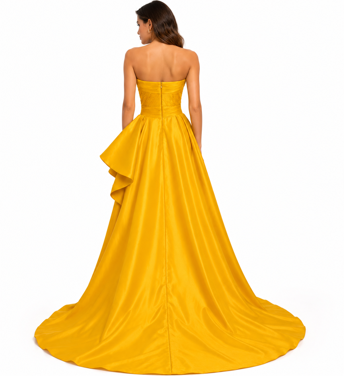 ASYMMETRIC DRAPED BALL GOWN