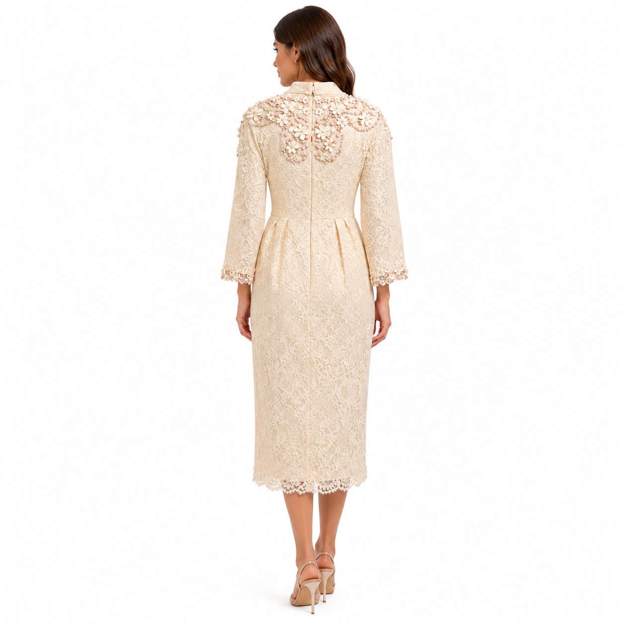 FLORAL LACE MIDI DRESS