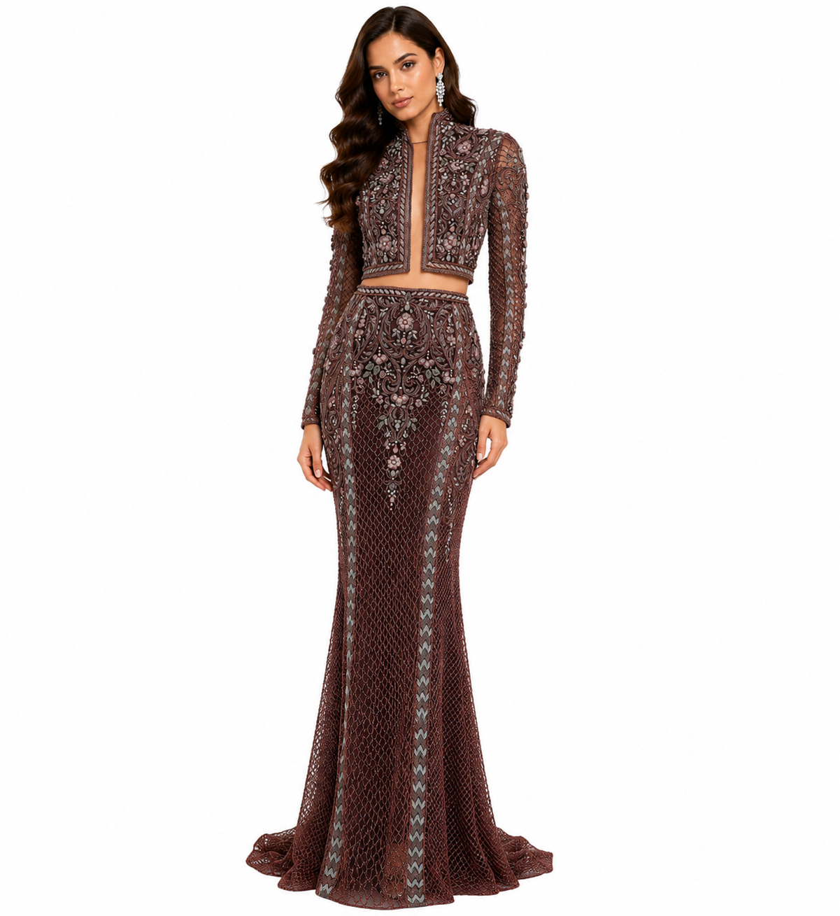 THREAD EMBROIDERED GOWN