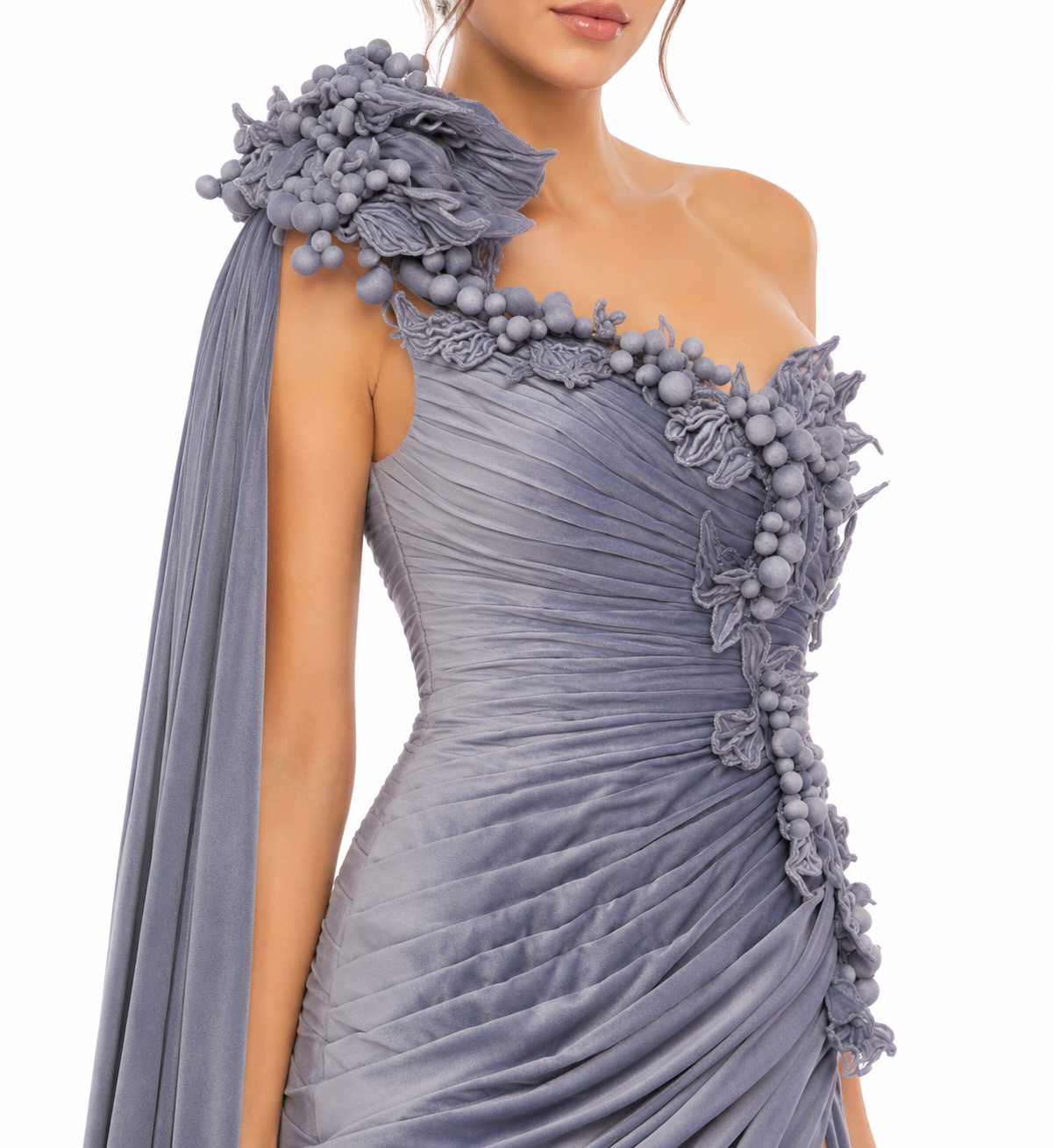 DRAPED ONE-SHOULDER GOWN